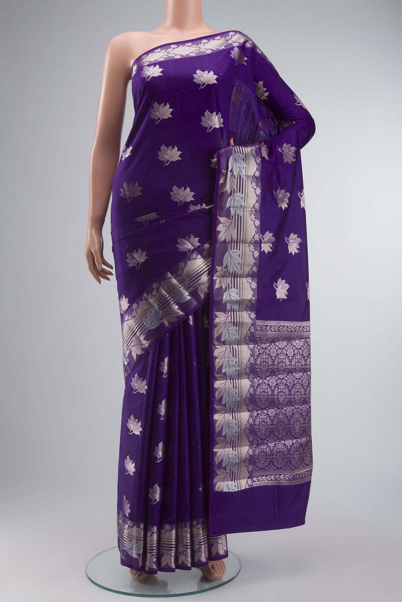 Violet Dual Tone Banarasi Raw Silk Saree