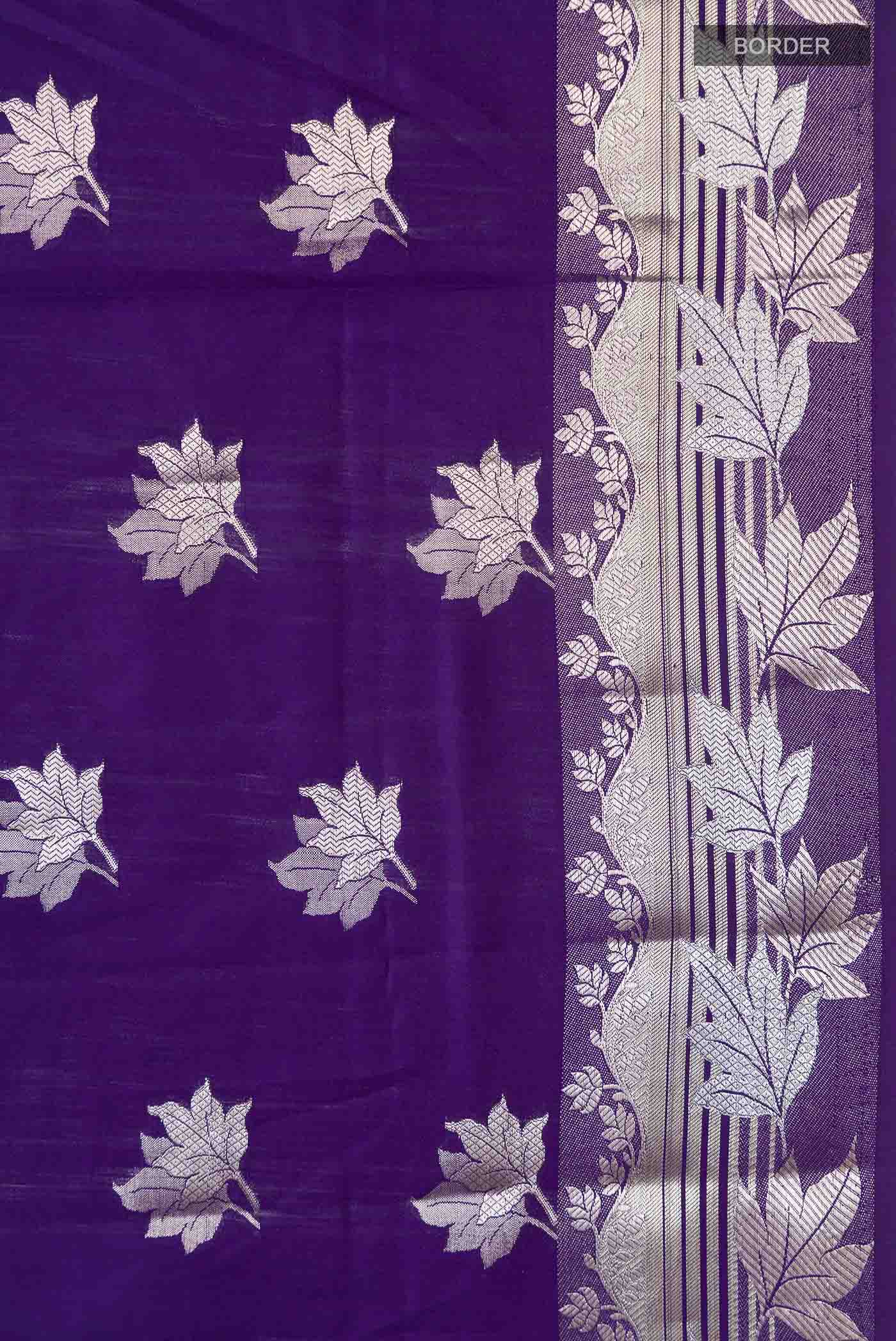 Violet Dual Tone Banarasi Raw Silk Saree - Image 3
