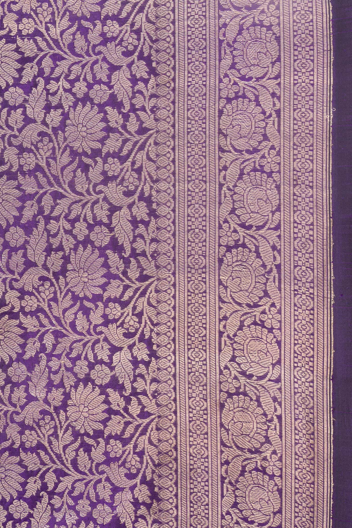 Violet Banarasi Silk Saree - Image 3