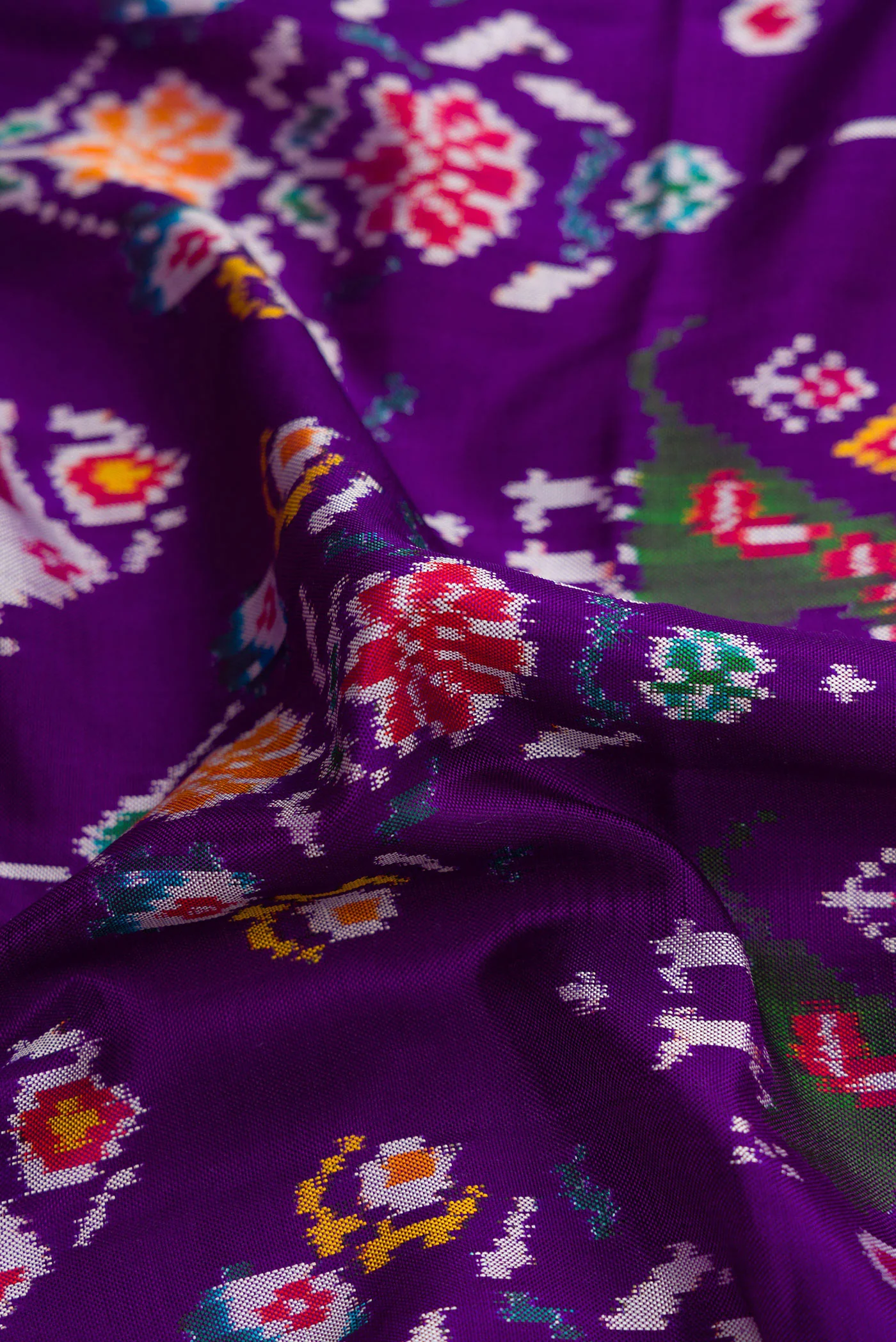 Violet Double Ikat Saree - Image 2