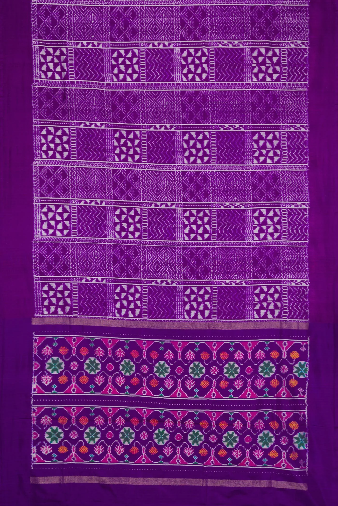 Violet Double Ikat Saree - Image 6