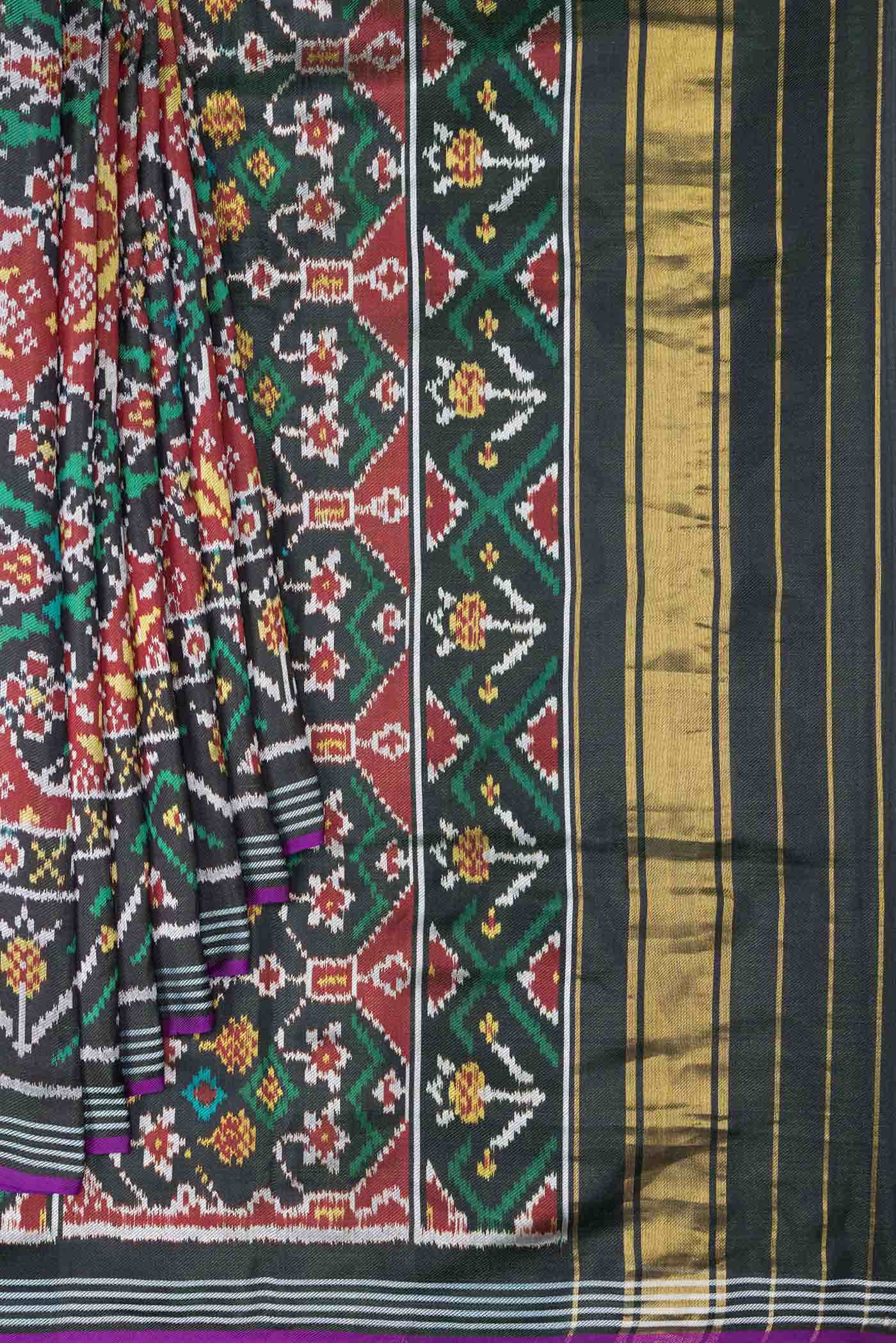 Black Double Ikat Saree - Image 2