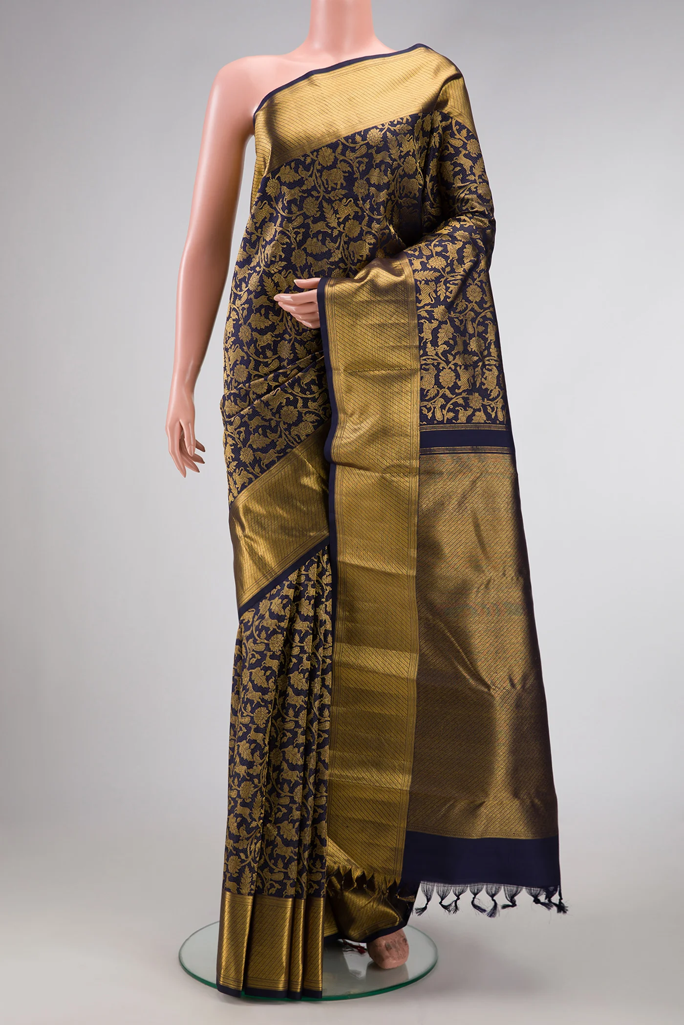 Navy Blue Kanchipuram Silk Saree