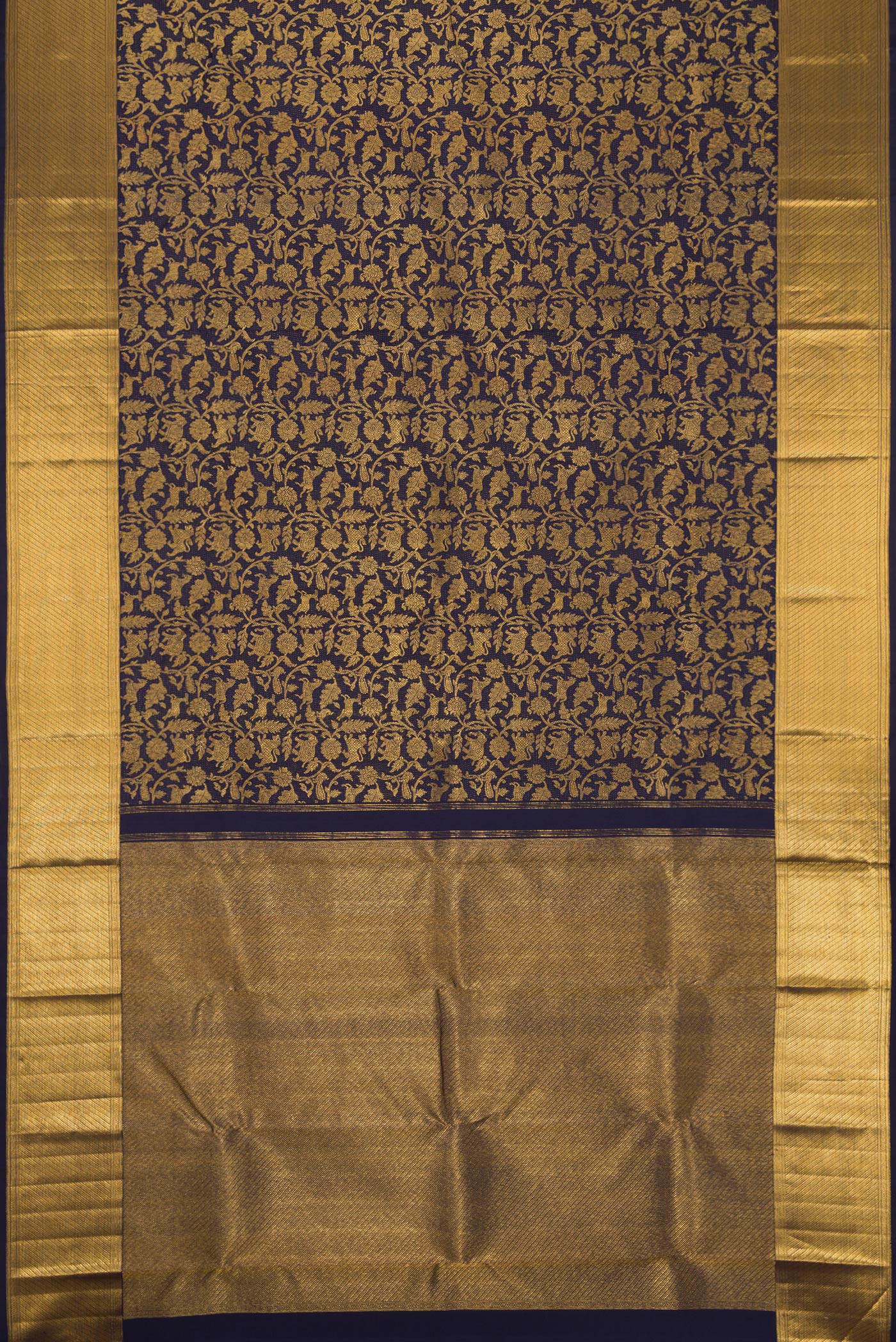 Navy Blue Kanchipuram Silk Saree - Image 6
