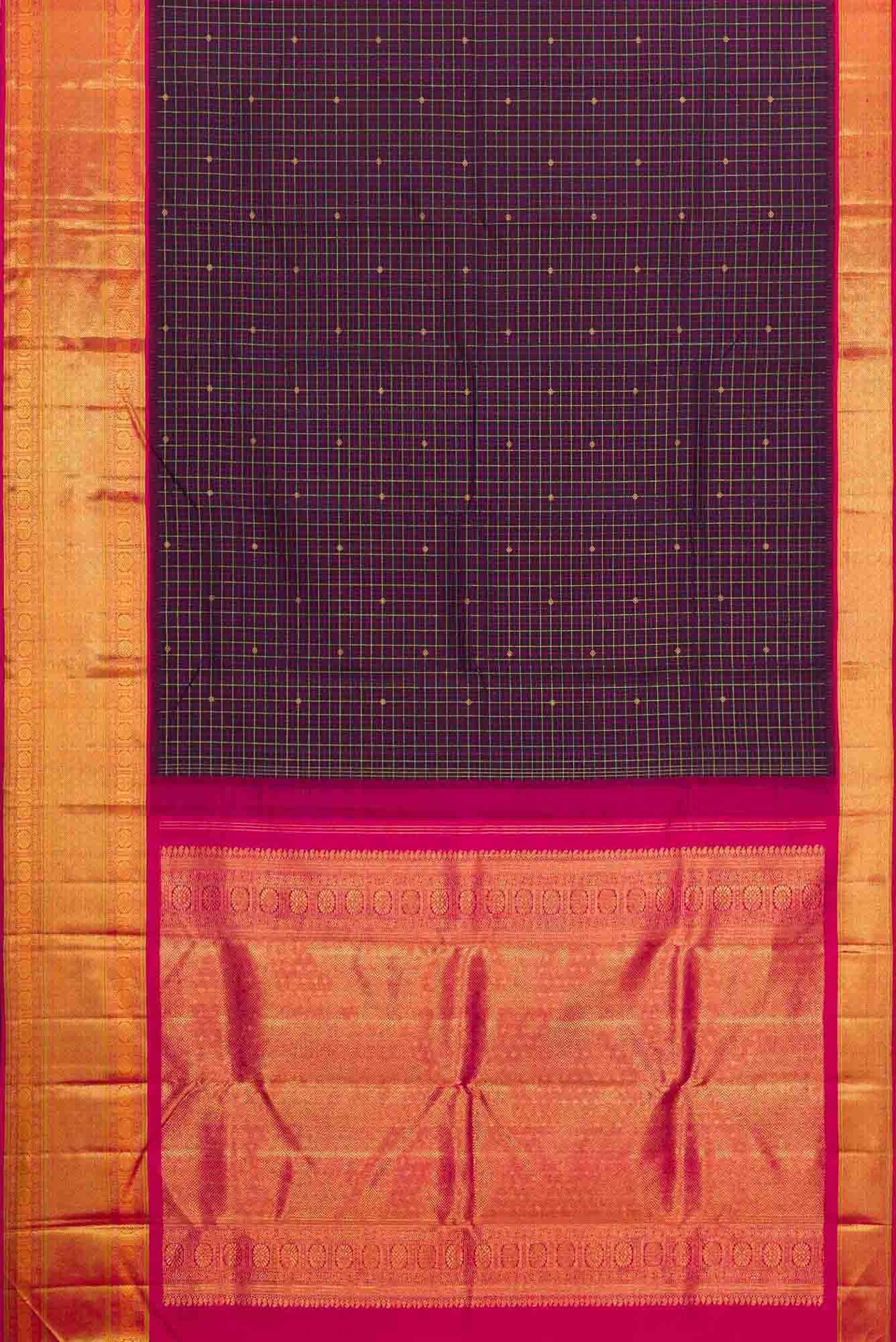 Pure Silk Pure Zari Violet Dual Tone Kanjivaram Saree - Image 4