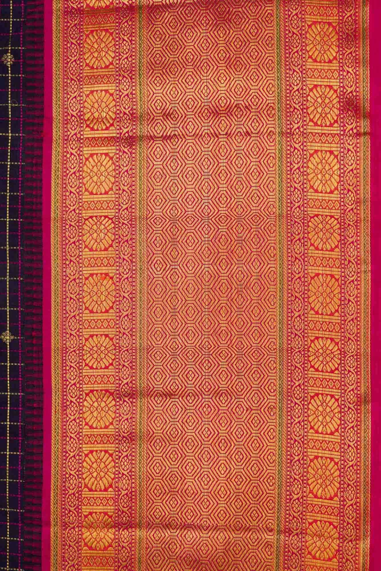 Pure Silk Pure Zari Violet Dual Tone Kanjivaram Saree - Image 5