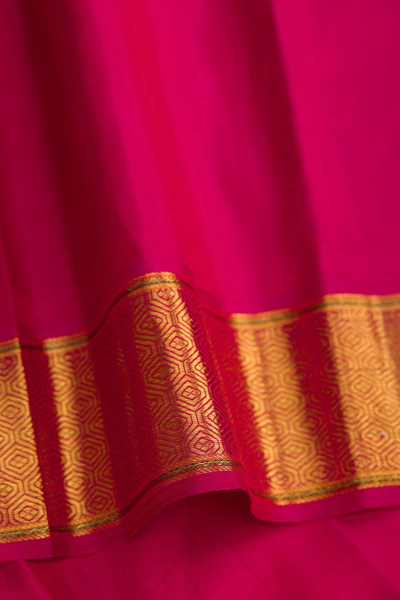 Pure Silk Pure Zari Violet Dual Tone Kanjivaram Saree - Image 6