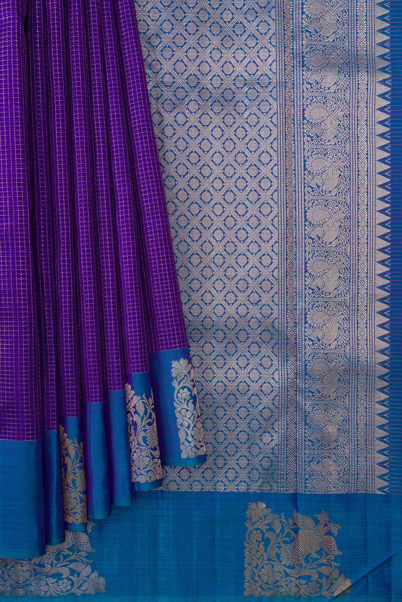 Violet Kanjivaram Silk Saree - Image 4