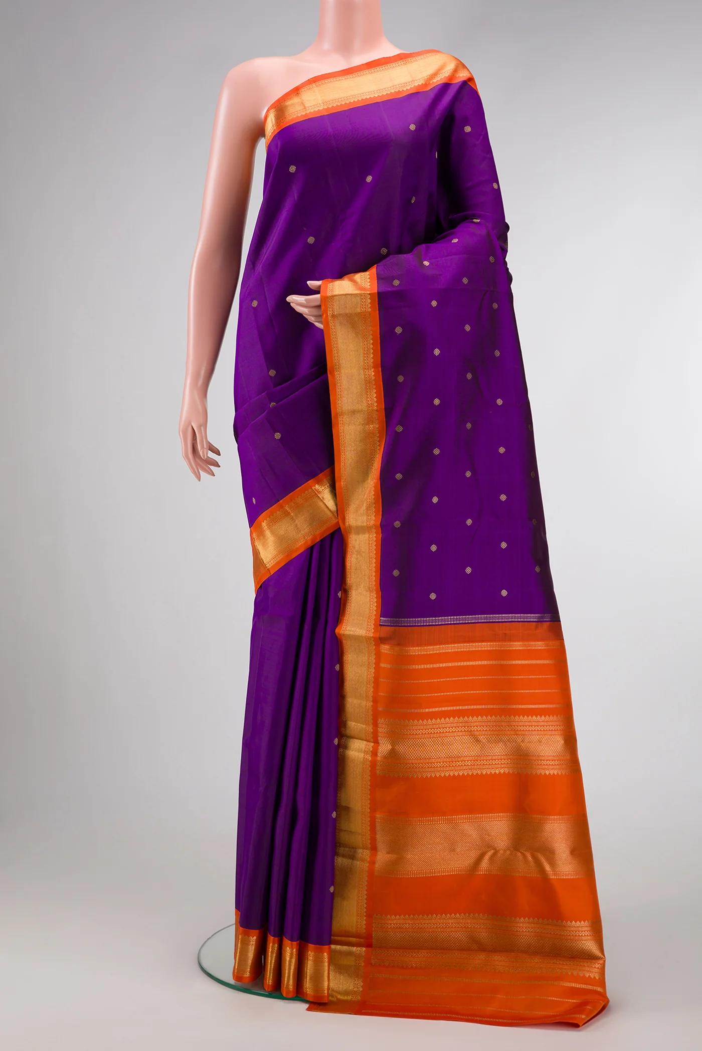 Pure Silk Pure Zari Violet Kanjivaram Saree