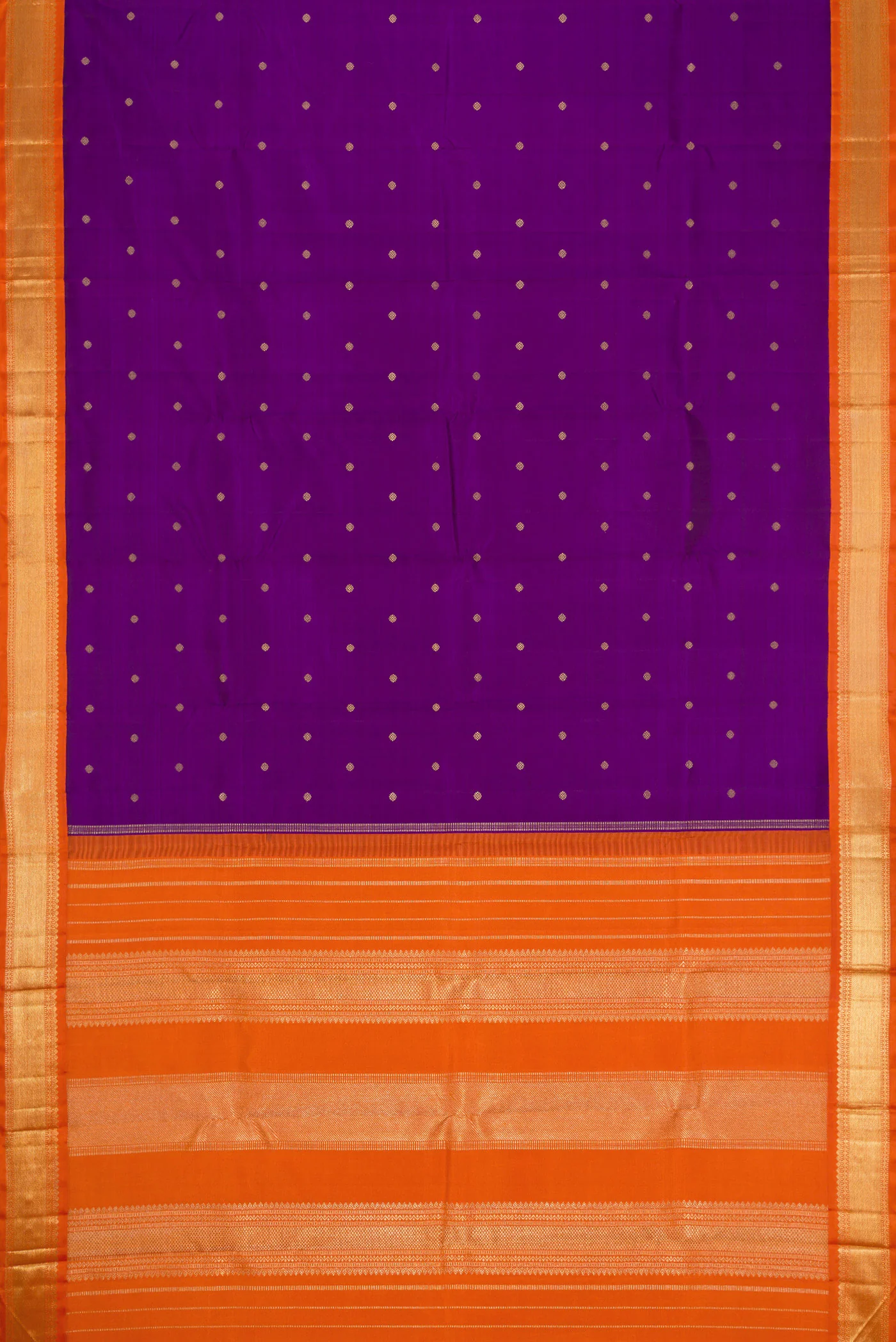 Pure Silk Pure Zari Violet Kanjivaram Saree - Image 6