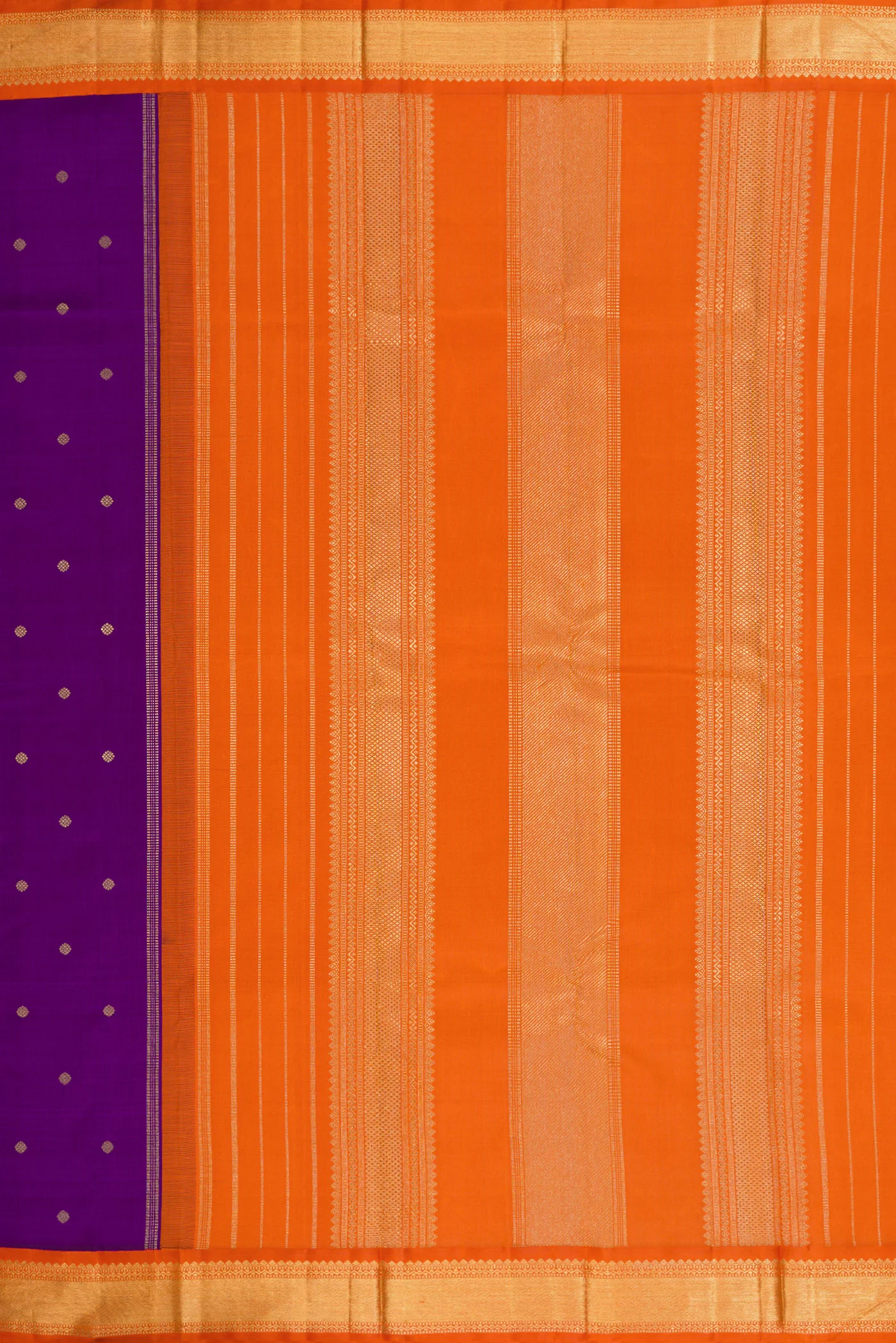 Pure Silk Pure Zari Violet Kanjivaram Saree - Image 7