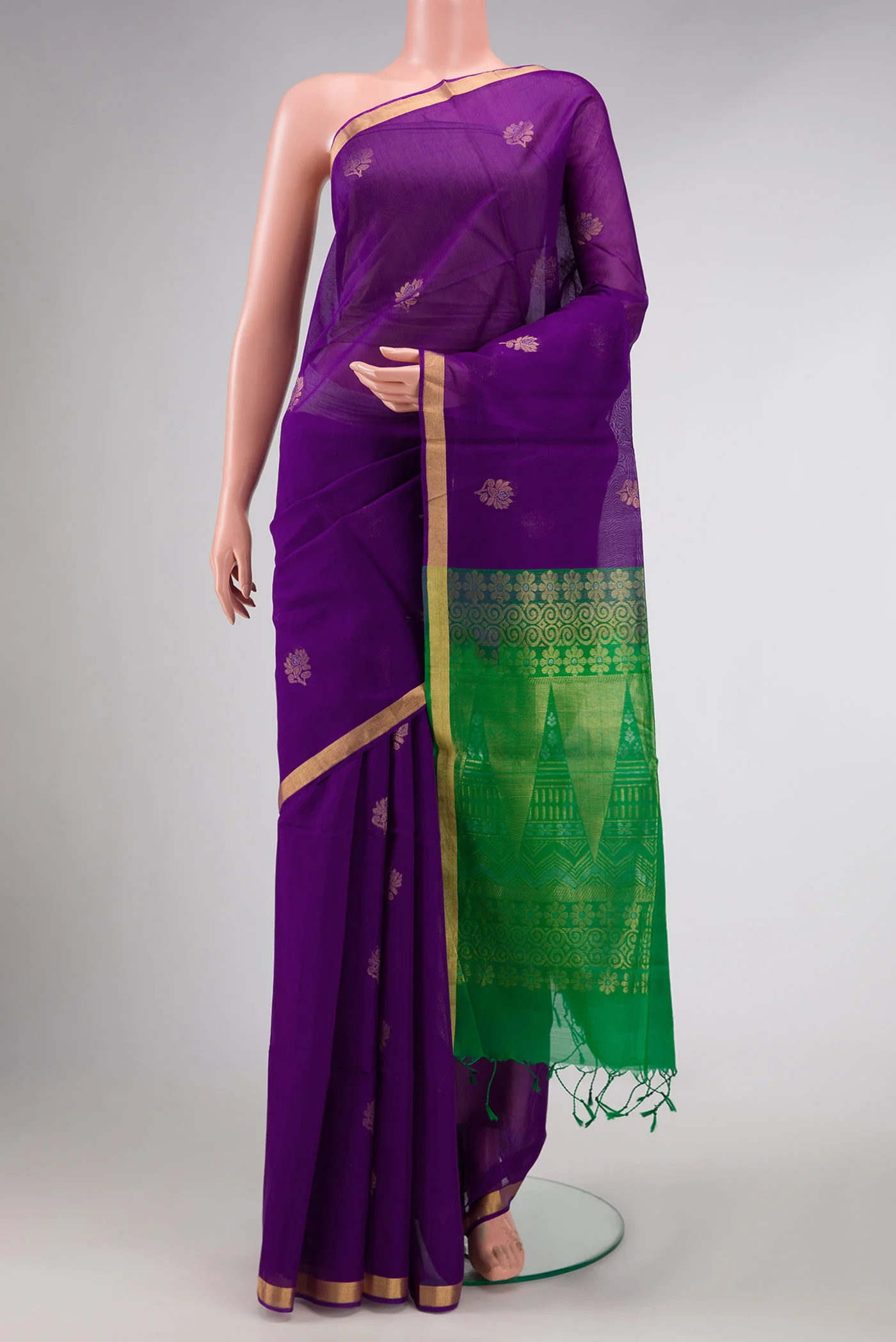 Violet Dual Tone Silk Cotton Saree
