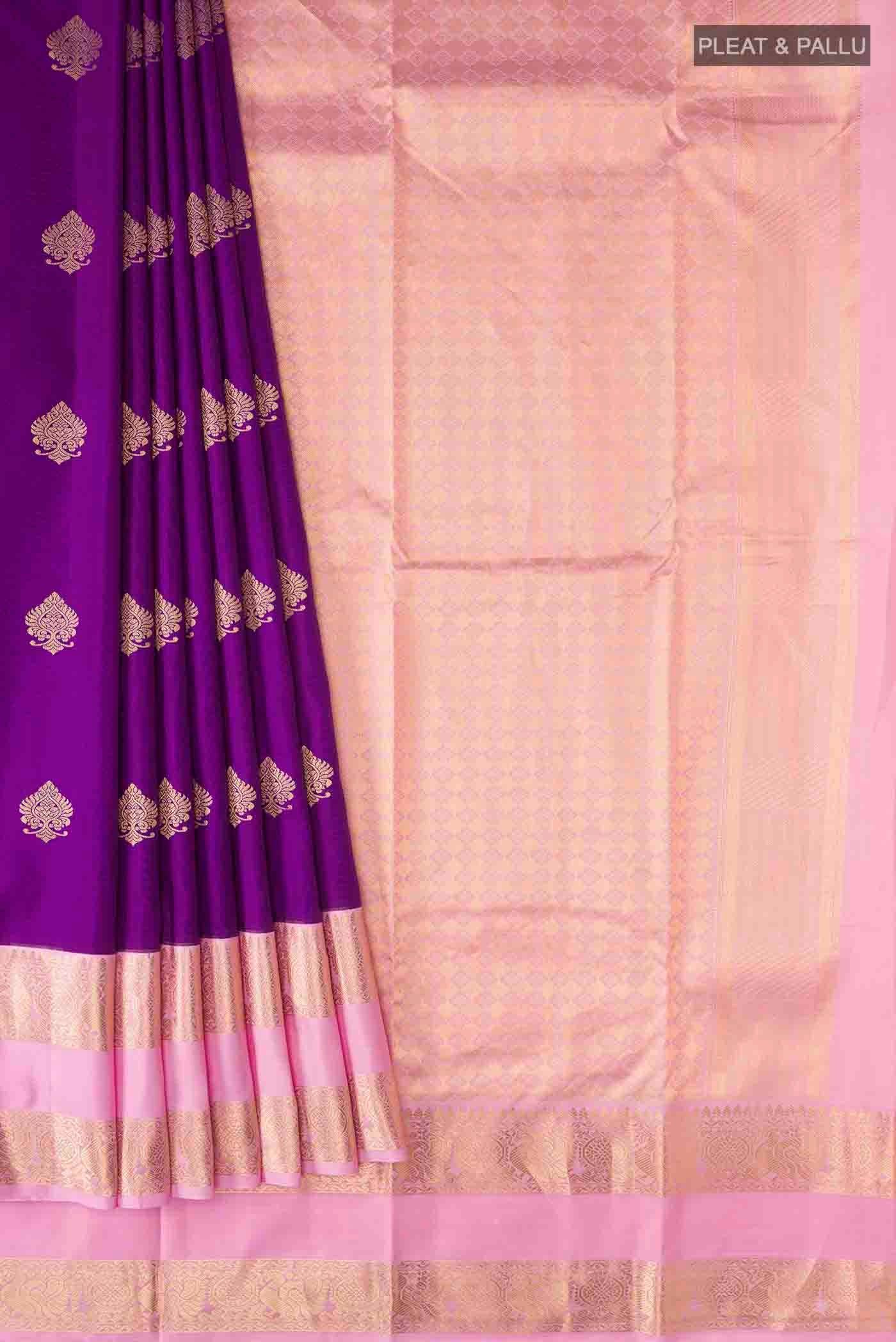 Violet Kanjivaram Silk Saree - Image 4
