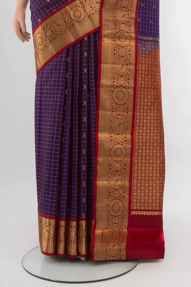 Violet Kanchipuram Silk Saree - Image 3