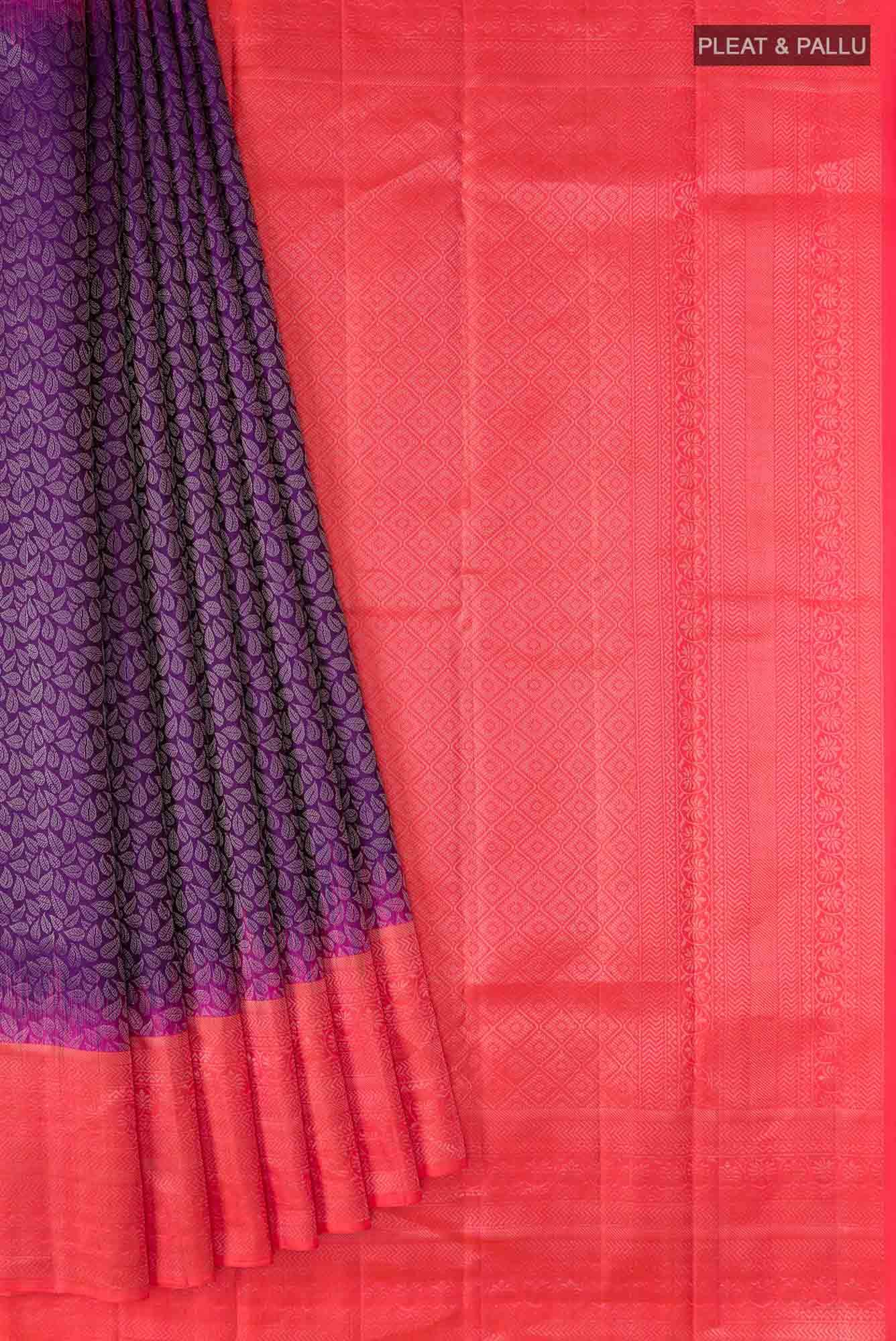 Violet Kanchipuram Silk Saree - Image 2