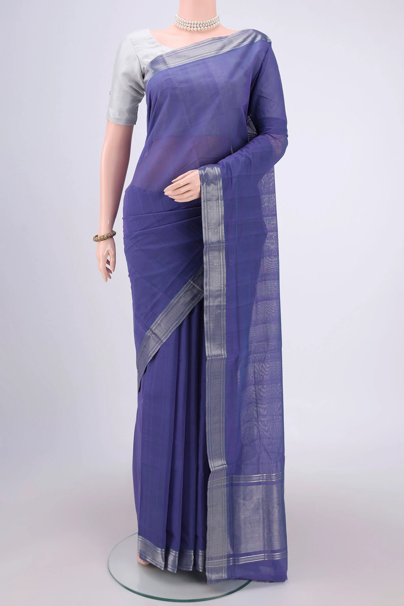 Violet Mangalagiri Cotton Saree