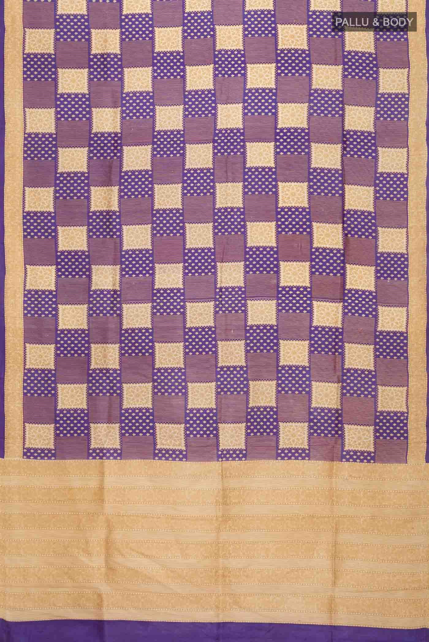 Violet Printed Silk Saree - Image 2