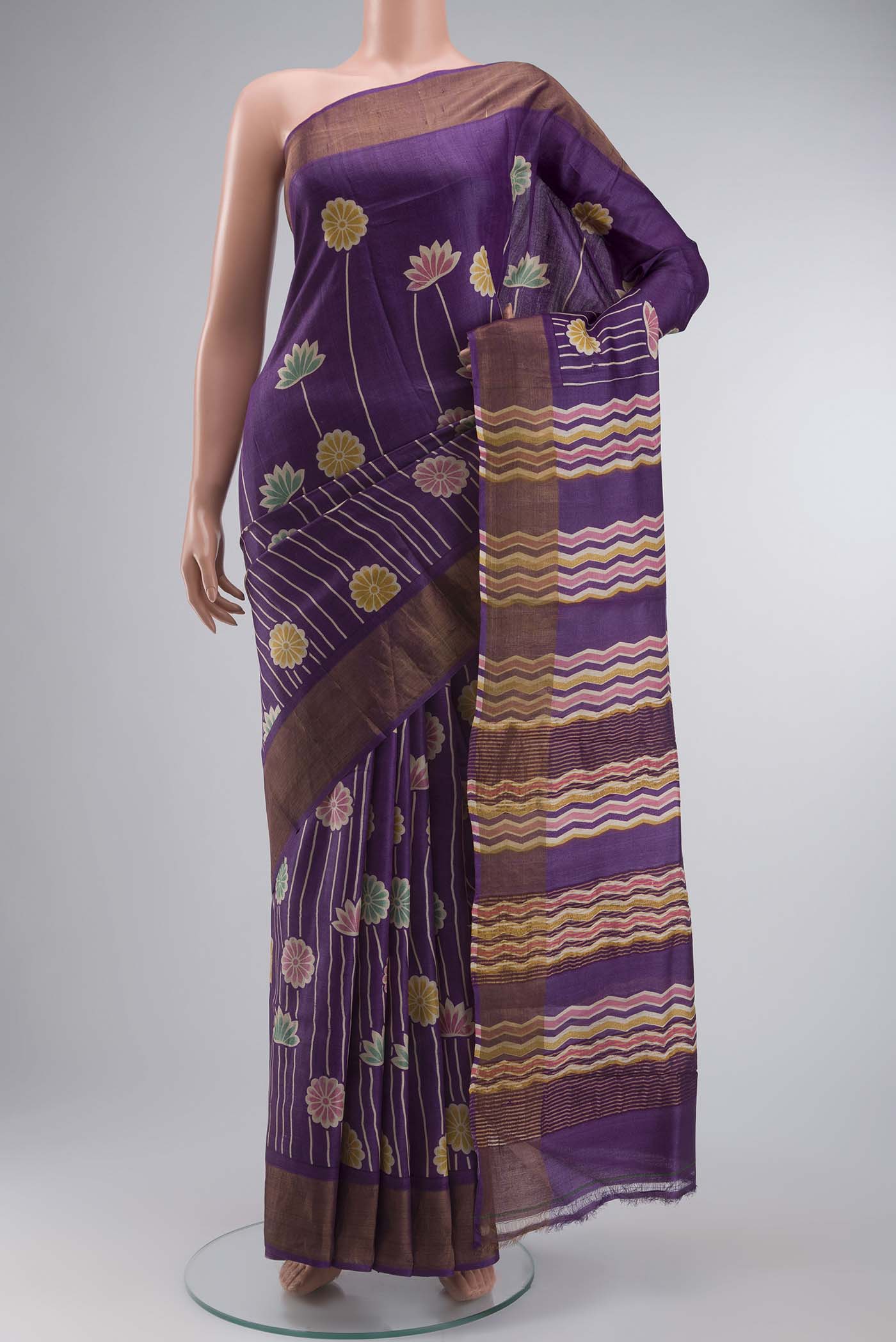 Violet Tussar Silk Saree