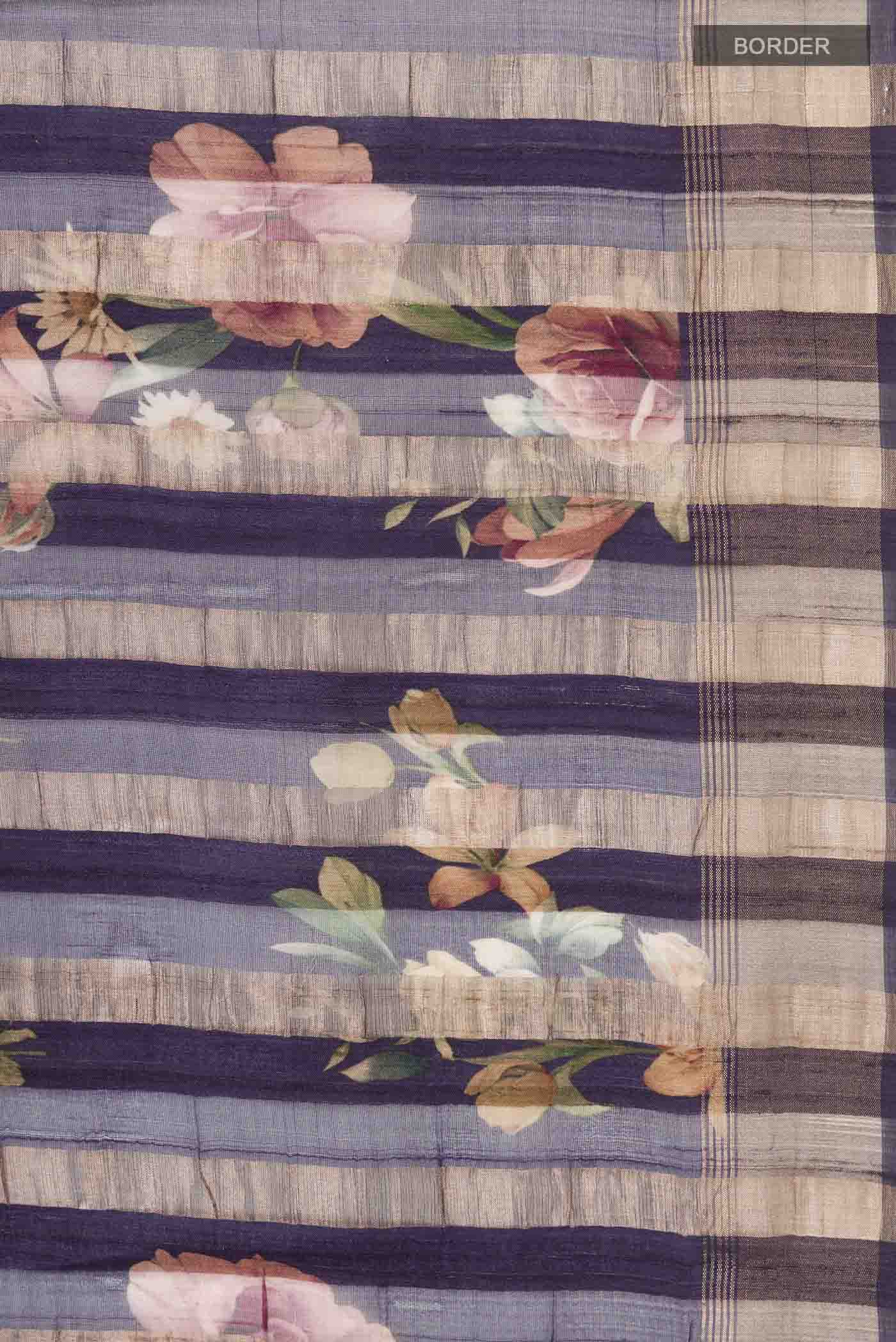 Violet Tussar Silk Saree - Image 3