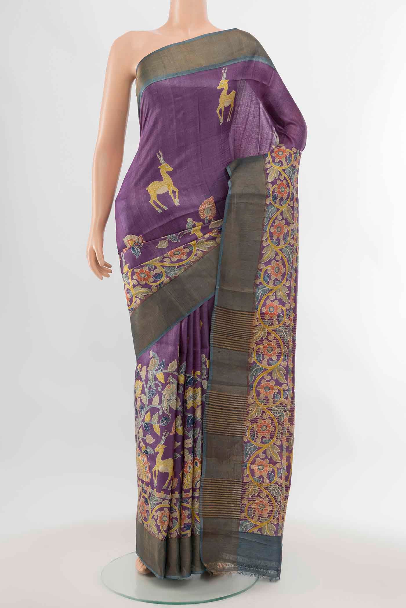 Violet Tussar Silk Saree