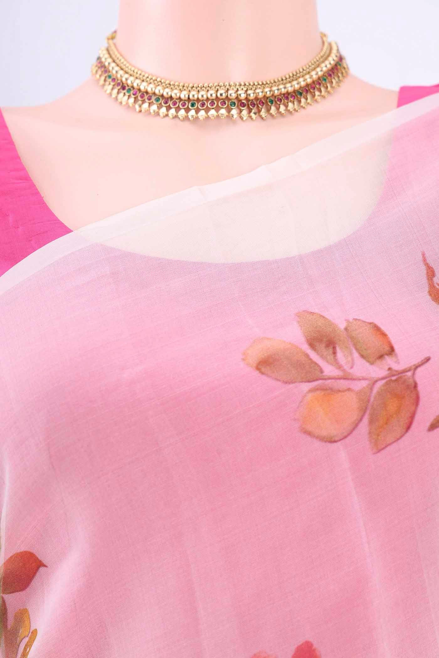 White Organza Silk Saree - Image 2