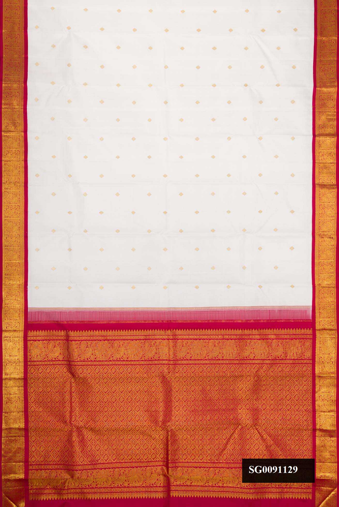 White Dual Tone Kanchipuram Silk Saree