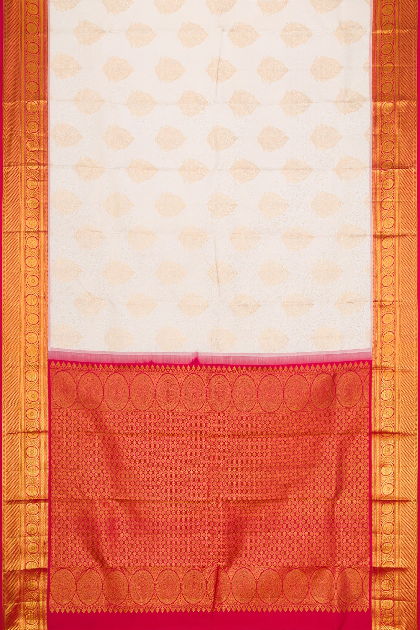 White Kanjivaram Silk Saree - Image 6
