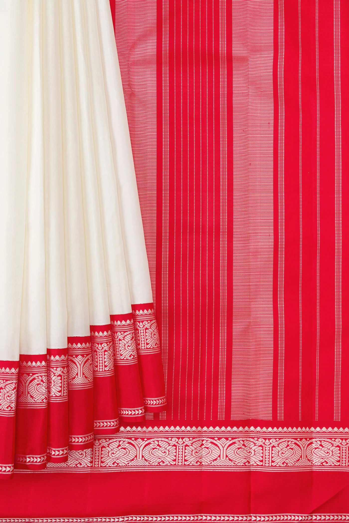 White Kanjivaram Silk Saree - Image 4
