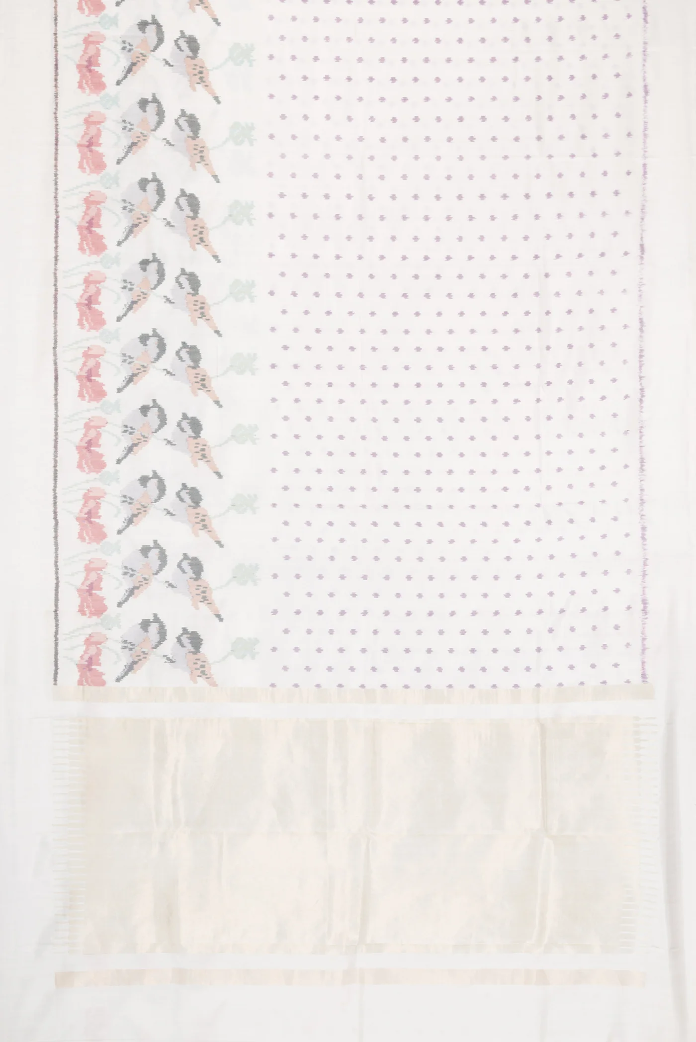 White Rajkot Patola Silk Saree - Image 6