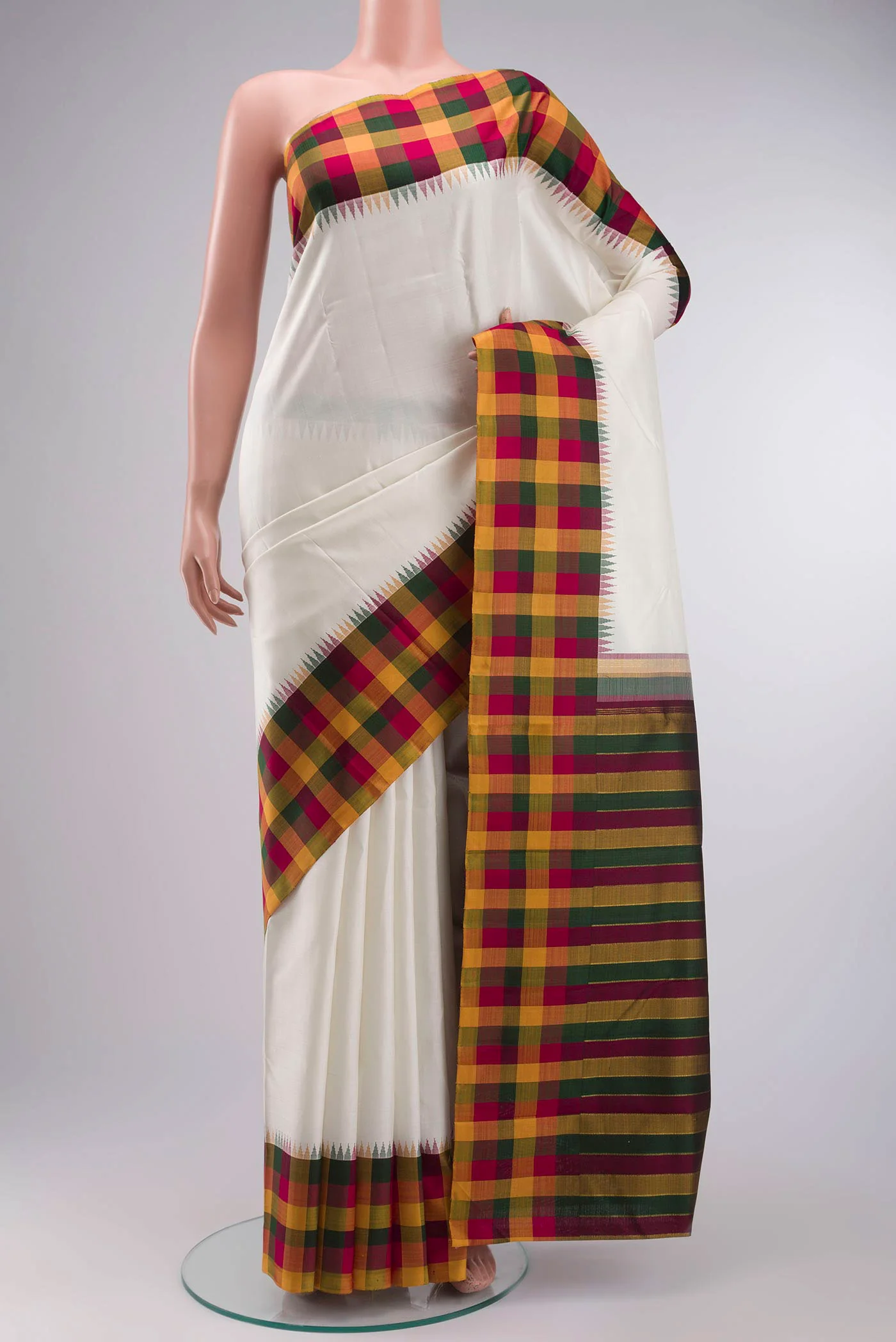 White Kanjivaram Silk Saree