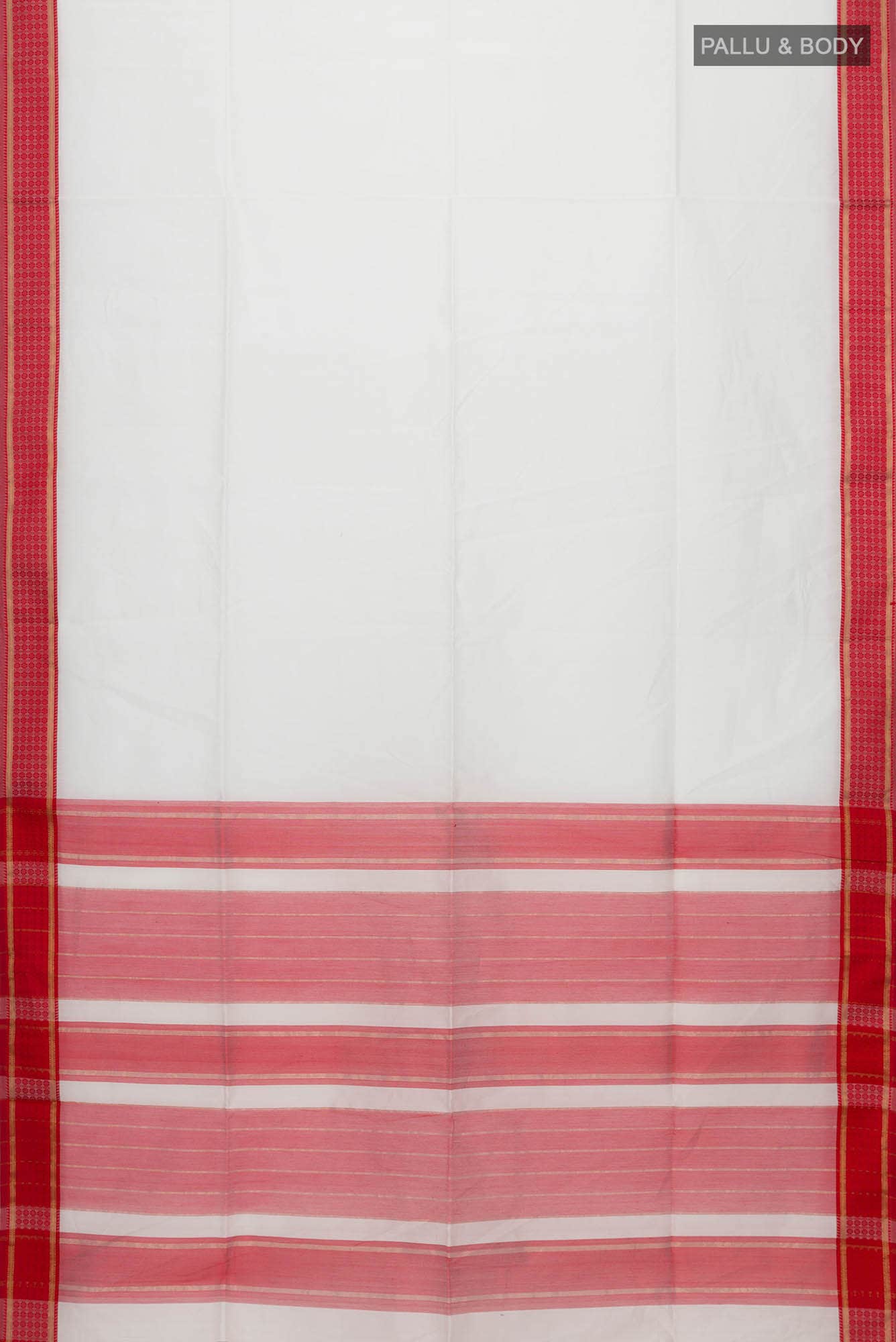 White Maheshwari Silk Cotton Saree - Image 2