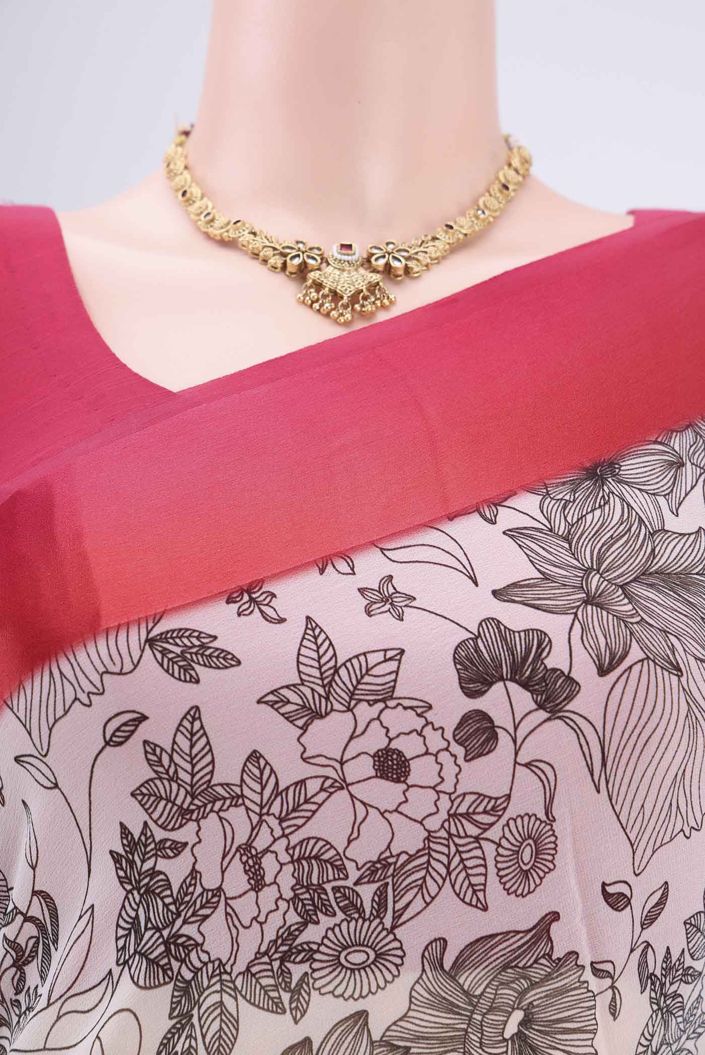 White Mysore Georgette Saree - Image 2