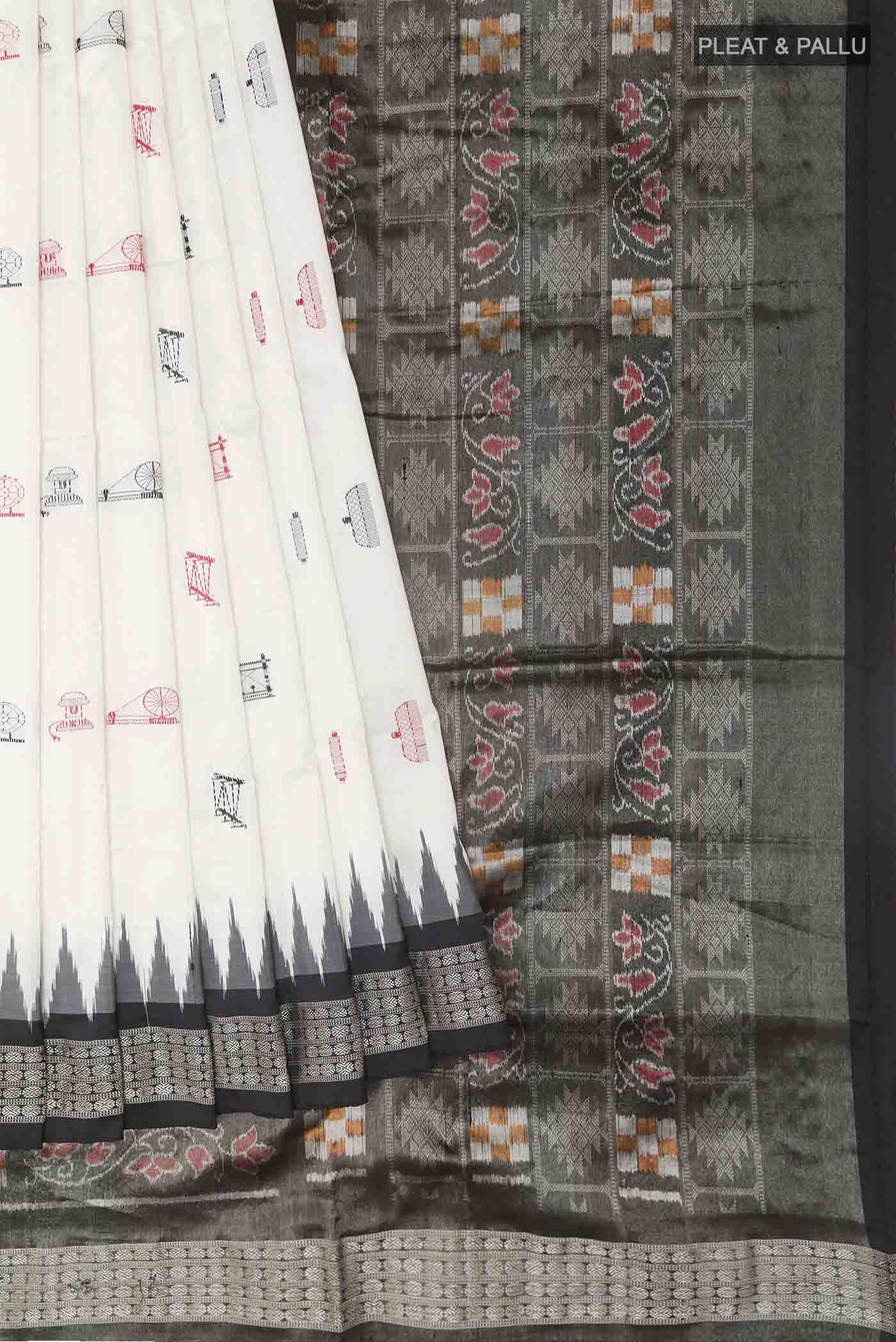 White Orissa Silk Saree - Image 4