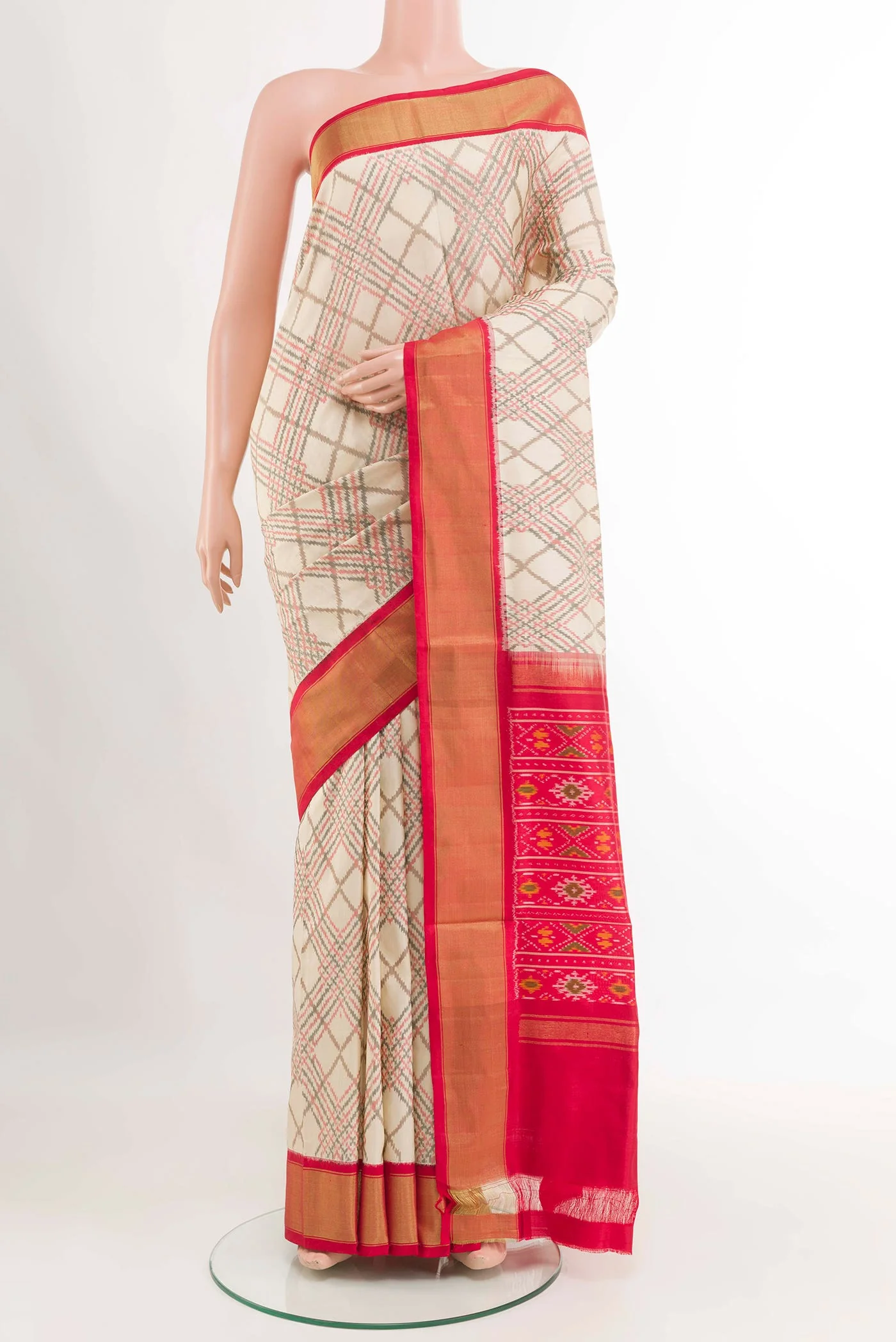 White Pochampally Saree