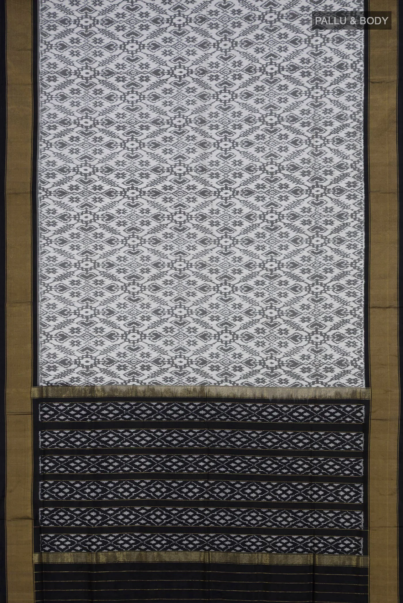 White Pochampally Silk Saree - Image 5