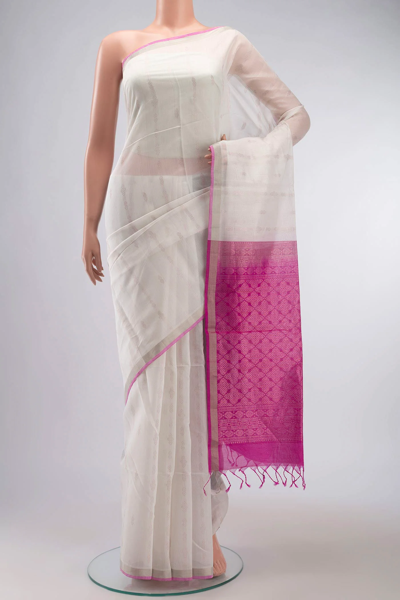 White Silk Cotton Saree