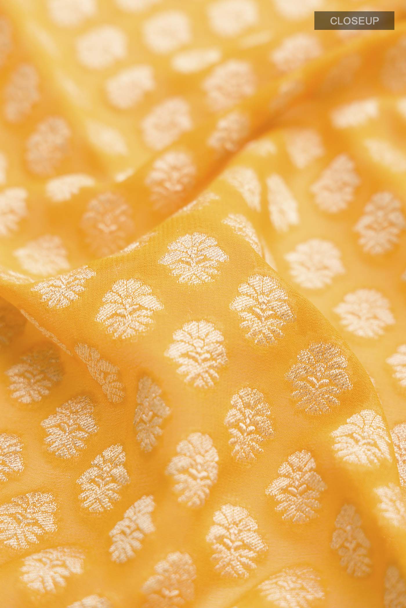 Yellow Banarasi Georgette Saree - Image 2