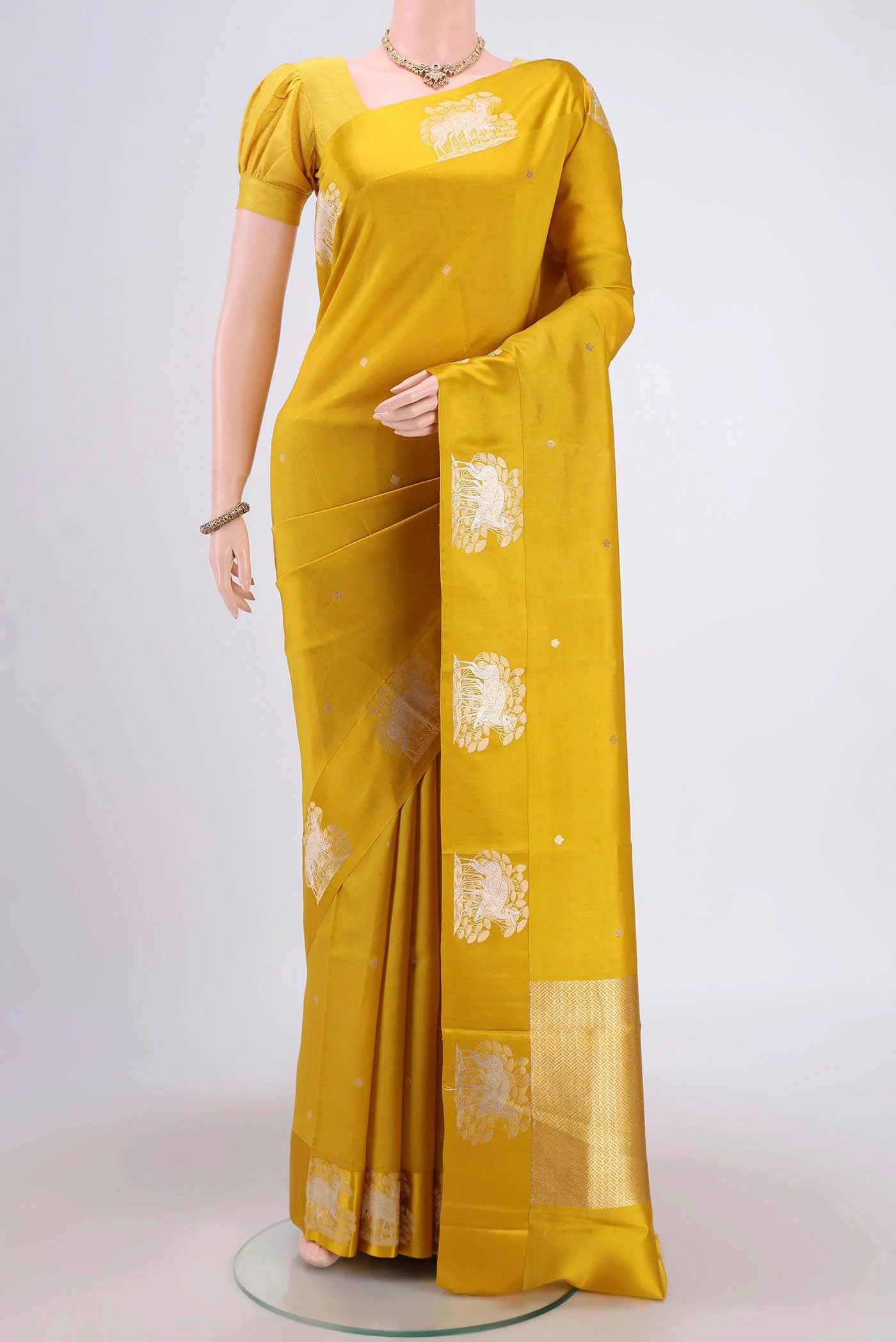 Yellow Banarasi Silk Saree