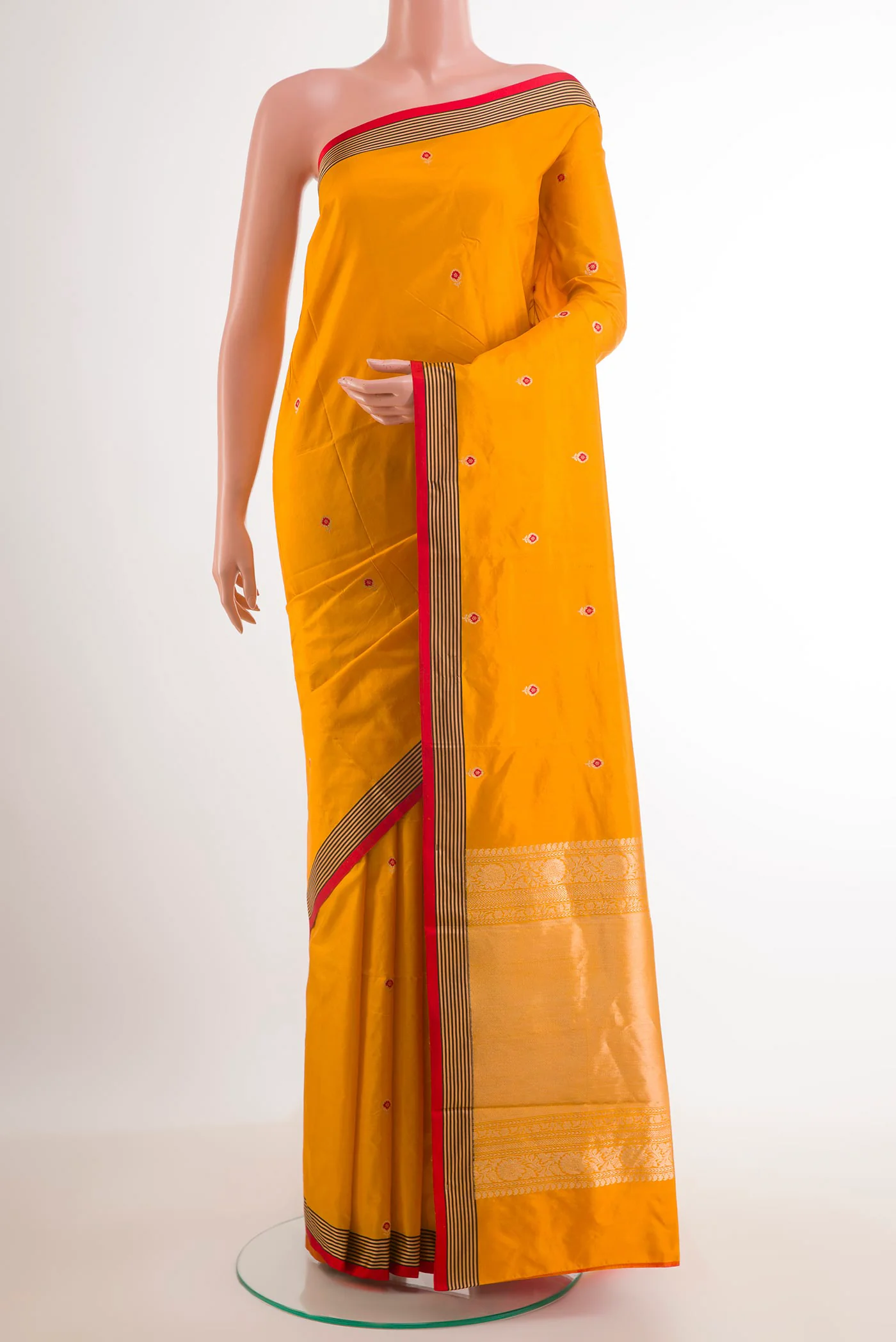 Yellow Banarasi Katan Silk Saree