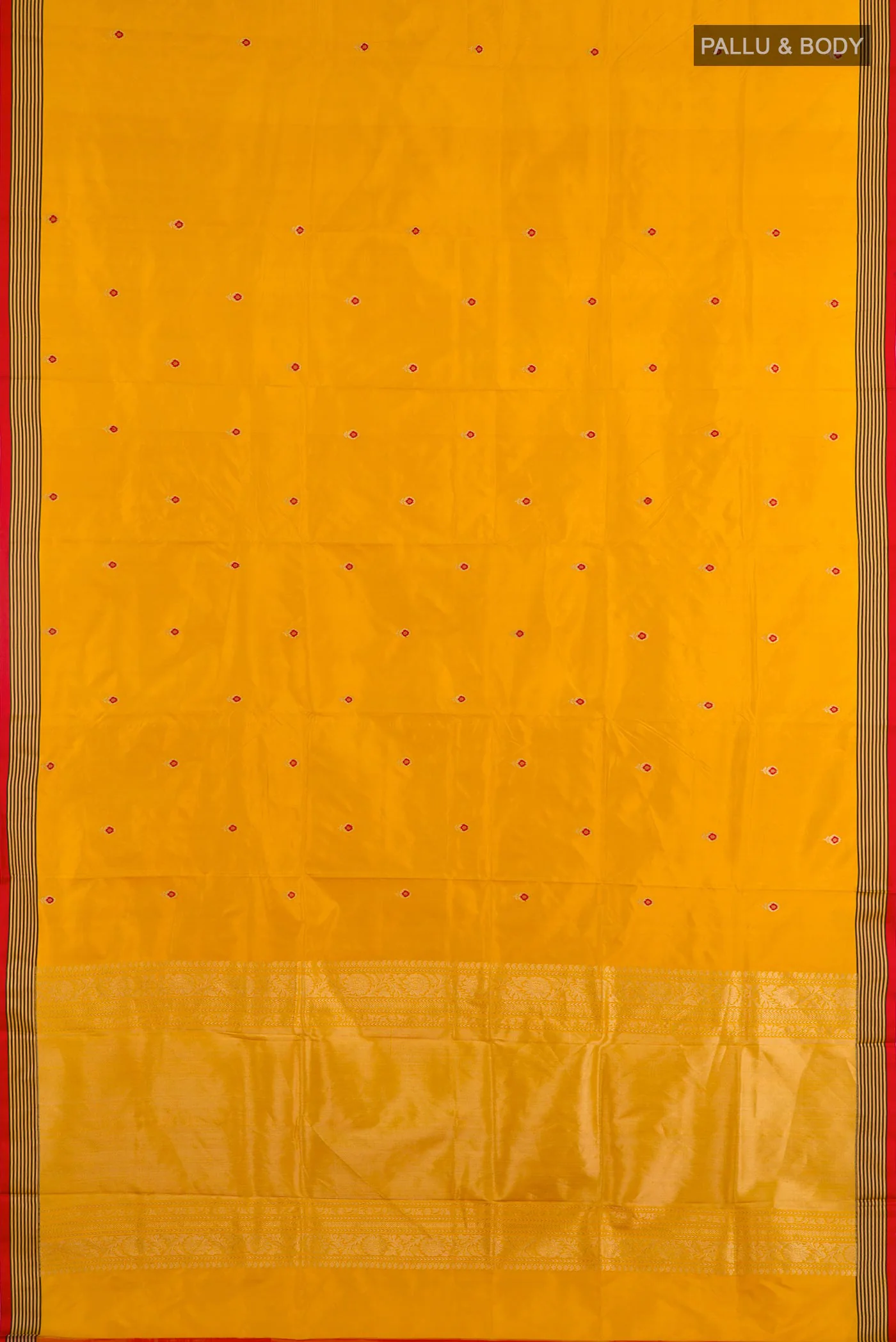 Yellow Banarasi Katan Silk Saree - Image 3
