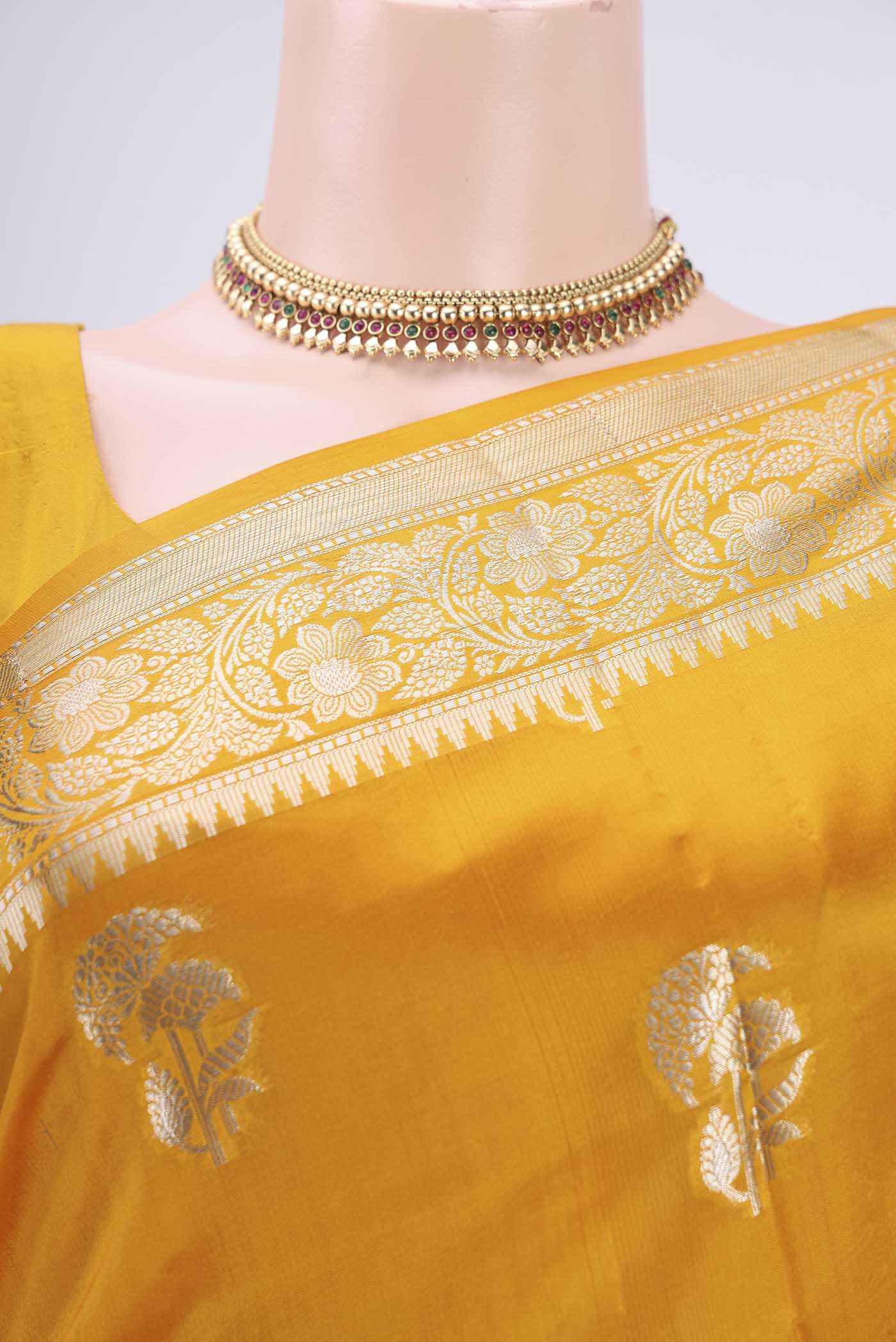 Yellow Banarasi Raw Silk Saree - Image 2