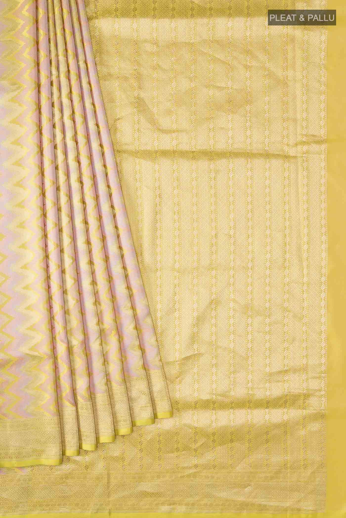 Yellow Banarasi Silk Saree - Image 4