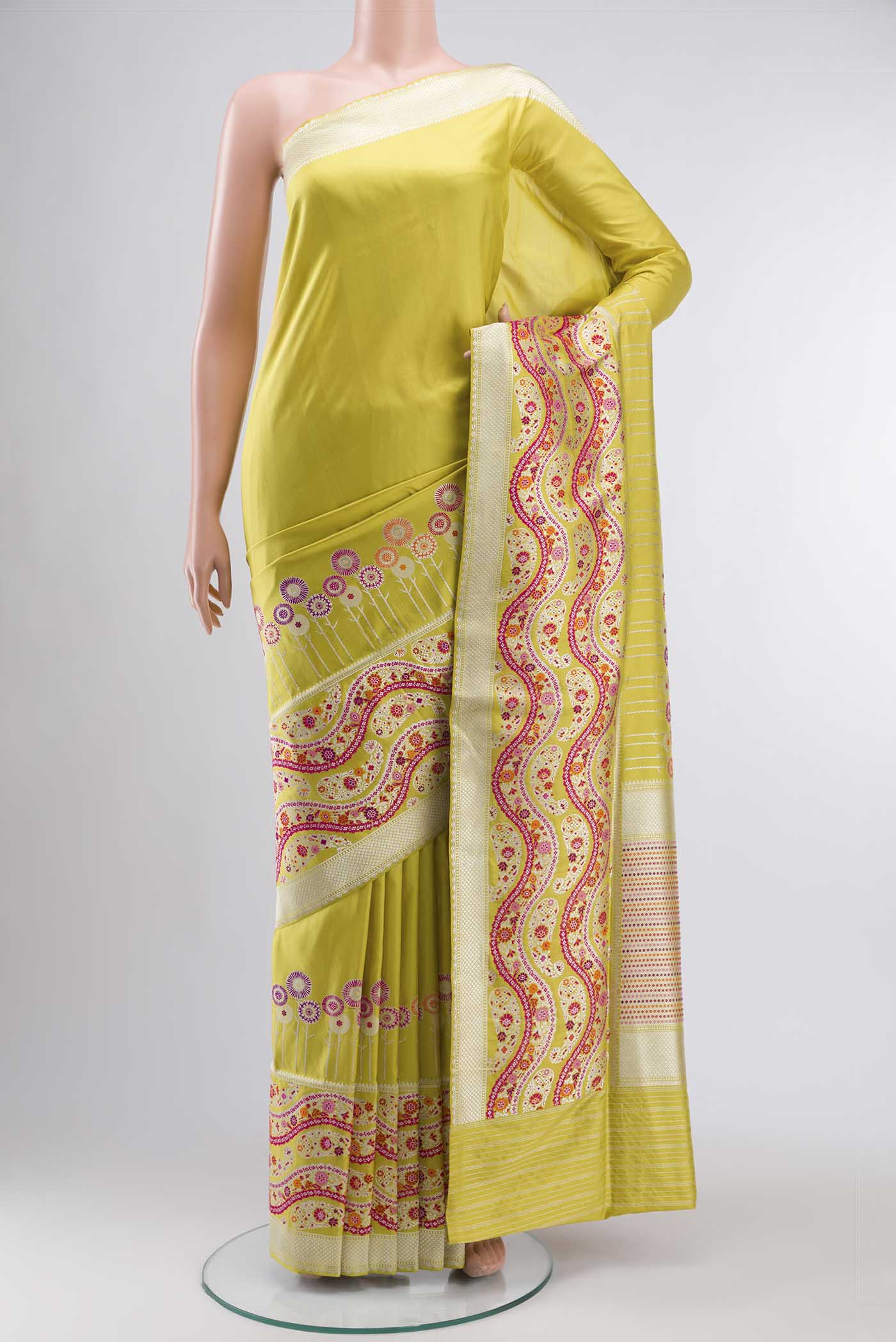 Yellow Banarasi Silk Saree