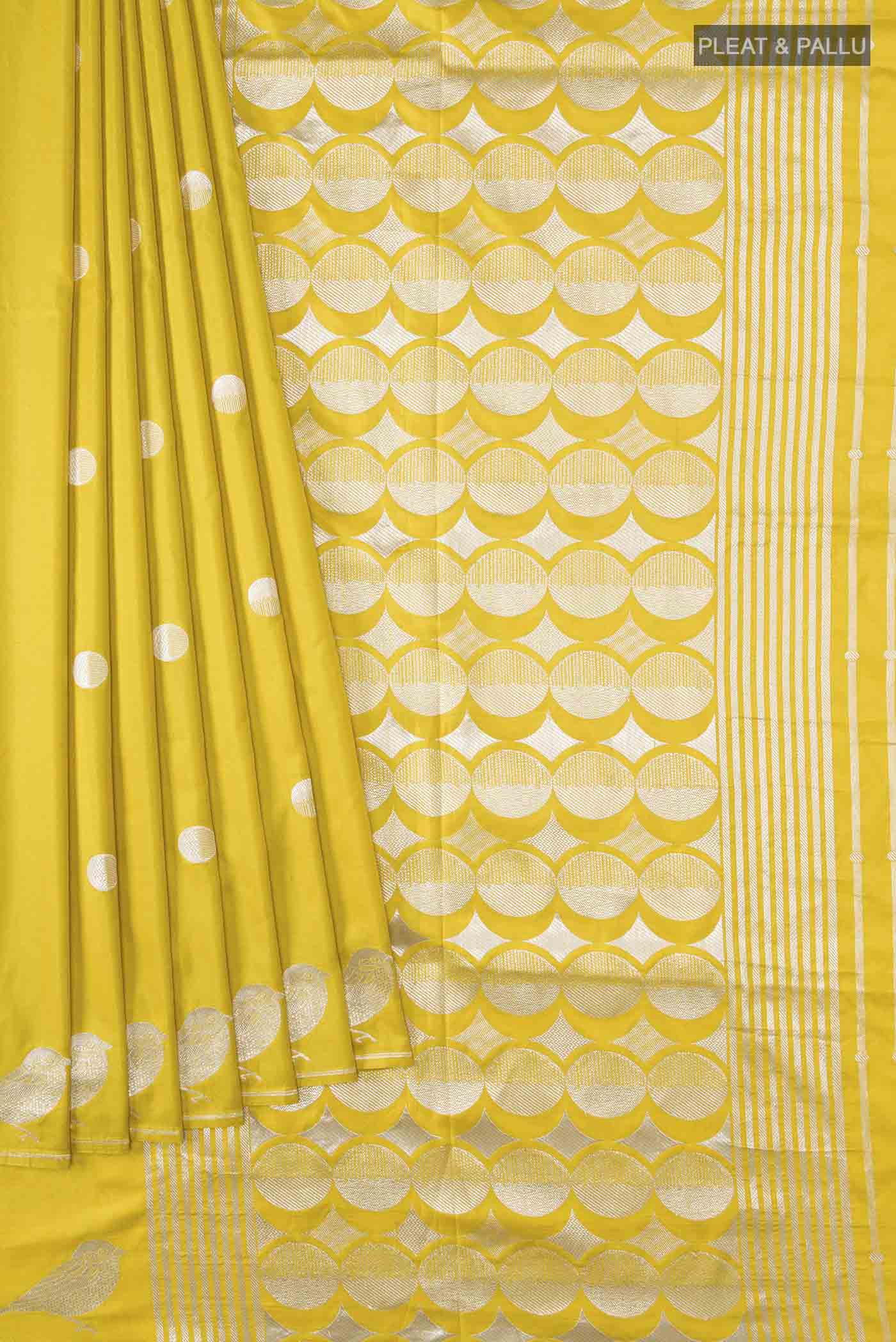 Yellow Banarasi Silk Saree - Image 4