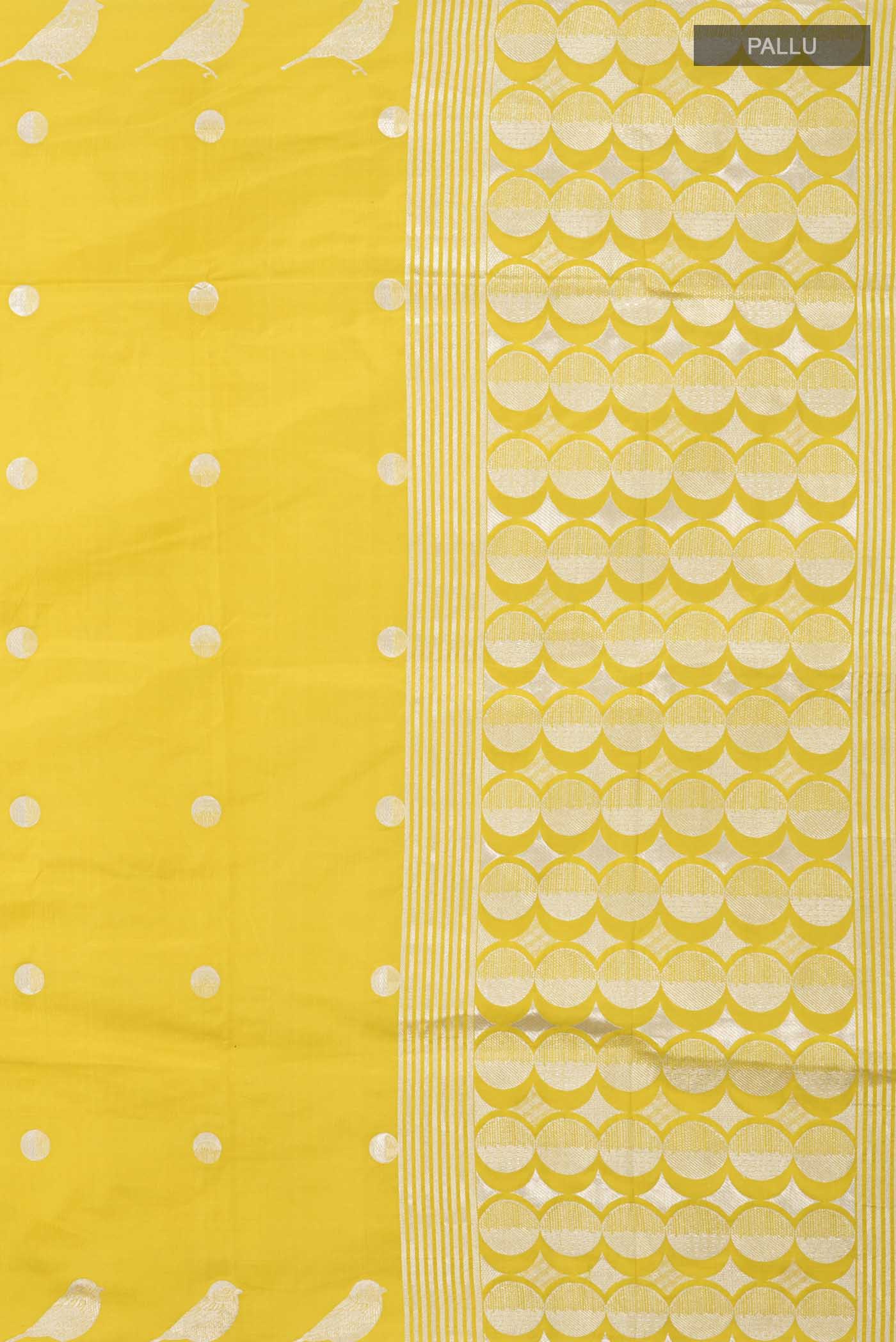 Yellow Banarasi Silk Saree - Image 7