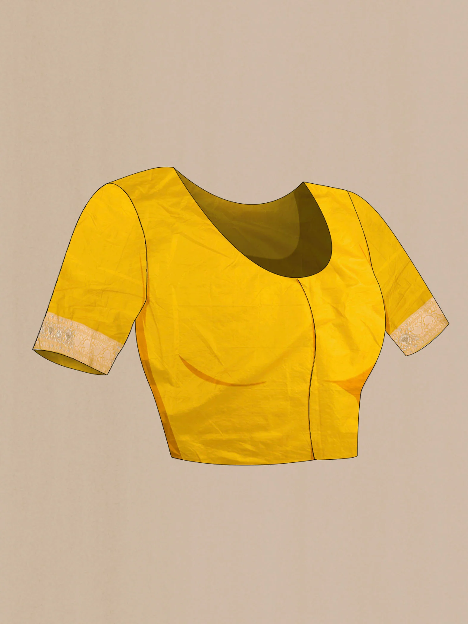 Yellow Banarasi Silk Saree - Image 5