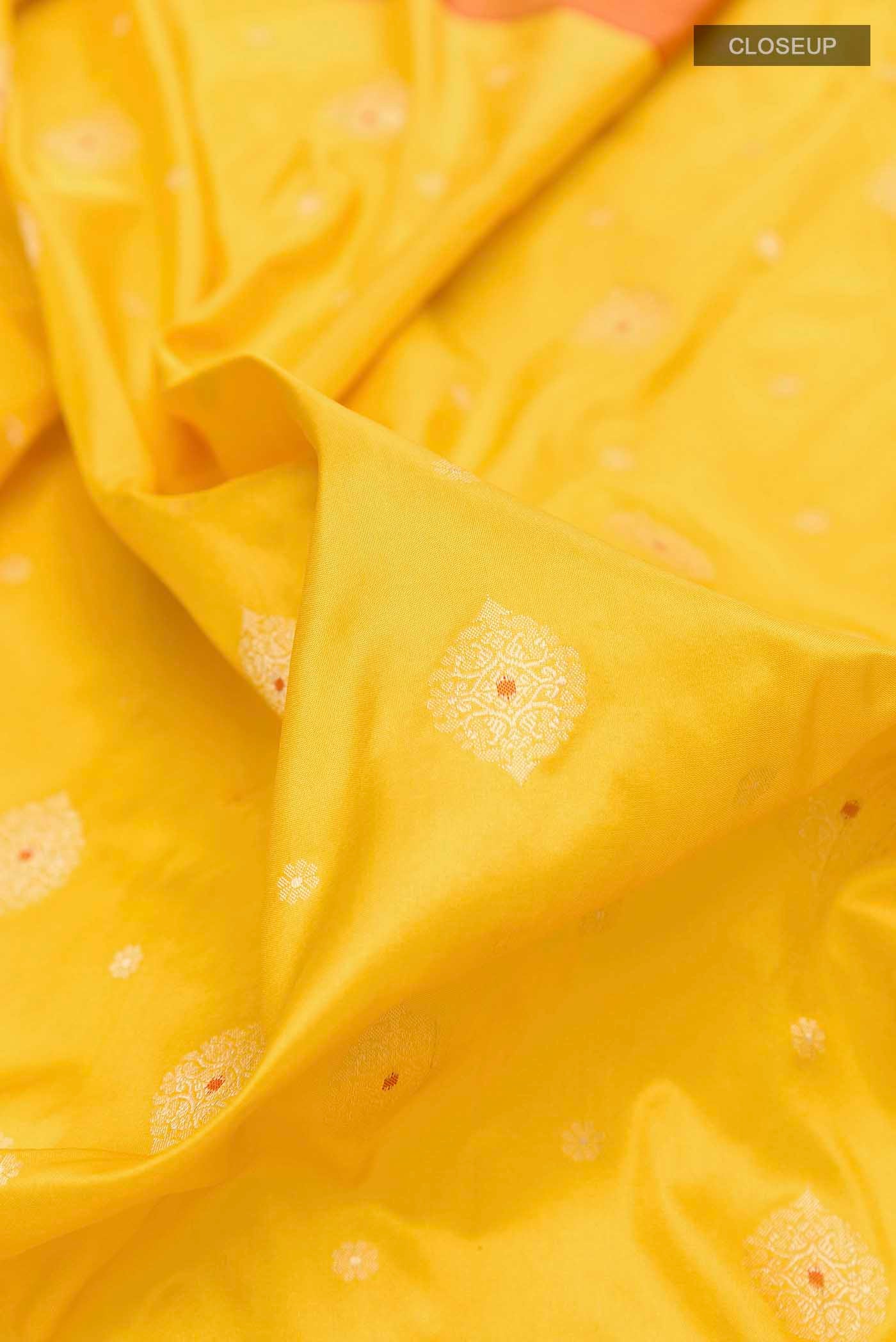 Yellow Banarasi Silk Saree - Image 2