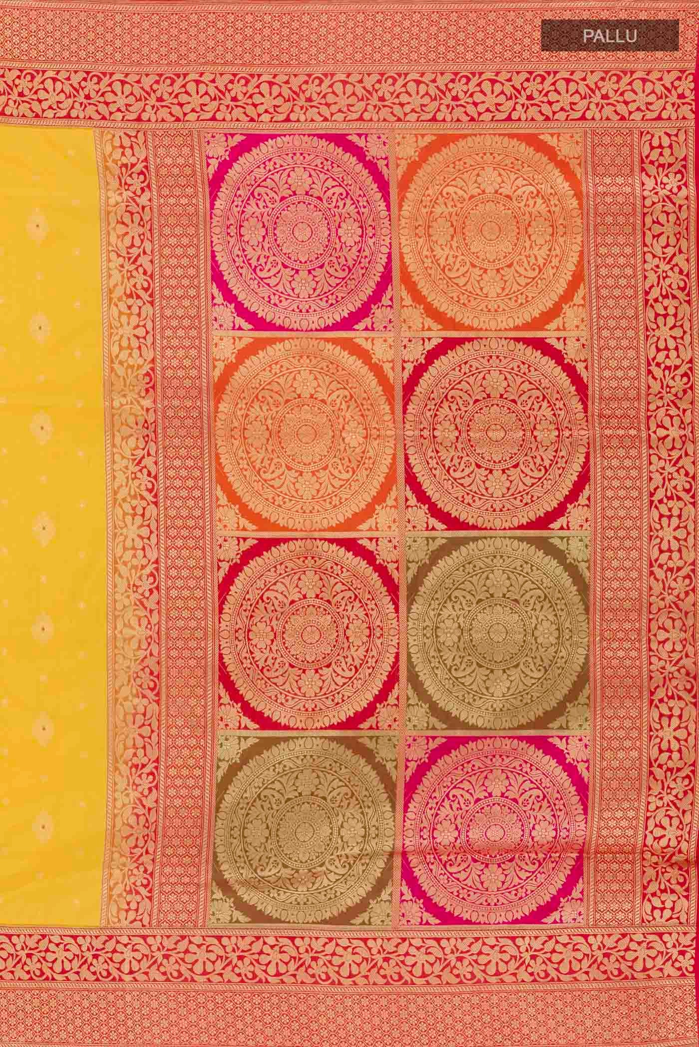 Yellow Banarasi Silk Saree - Image 7