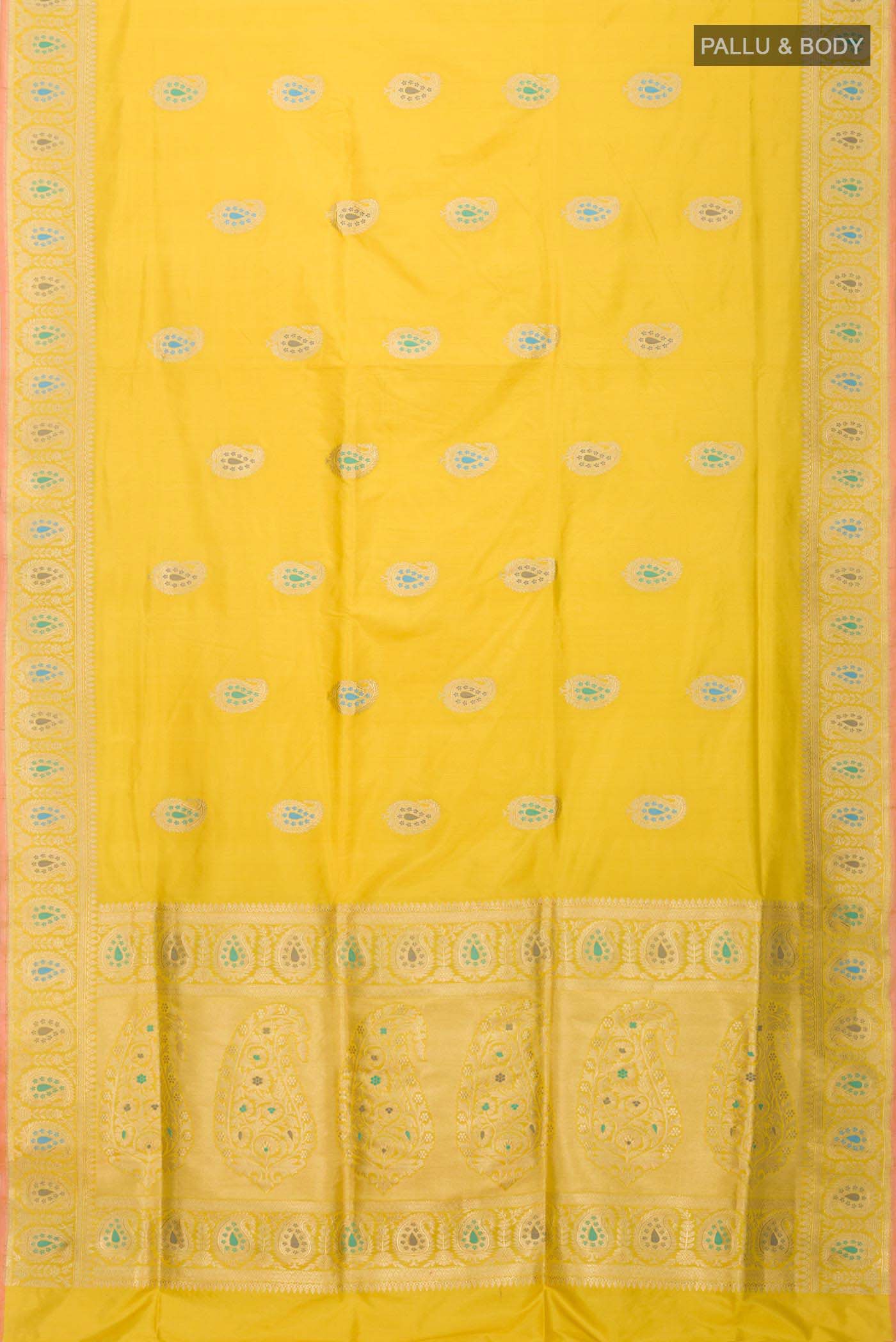 Yellow Banarasi Silk Saree - Image 6