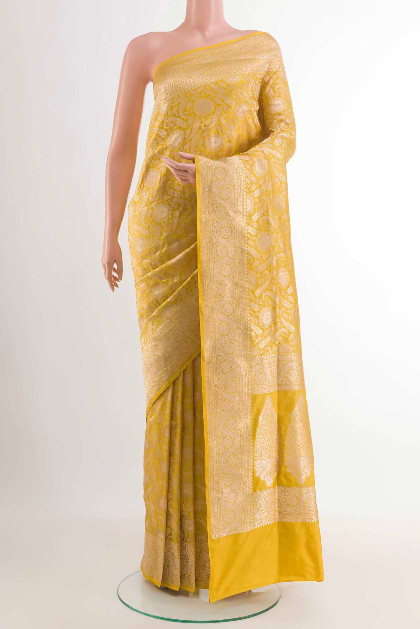Yellow Banarasi Silk Saree
